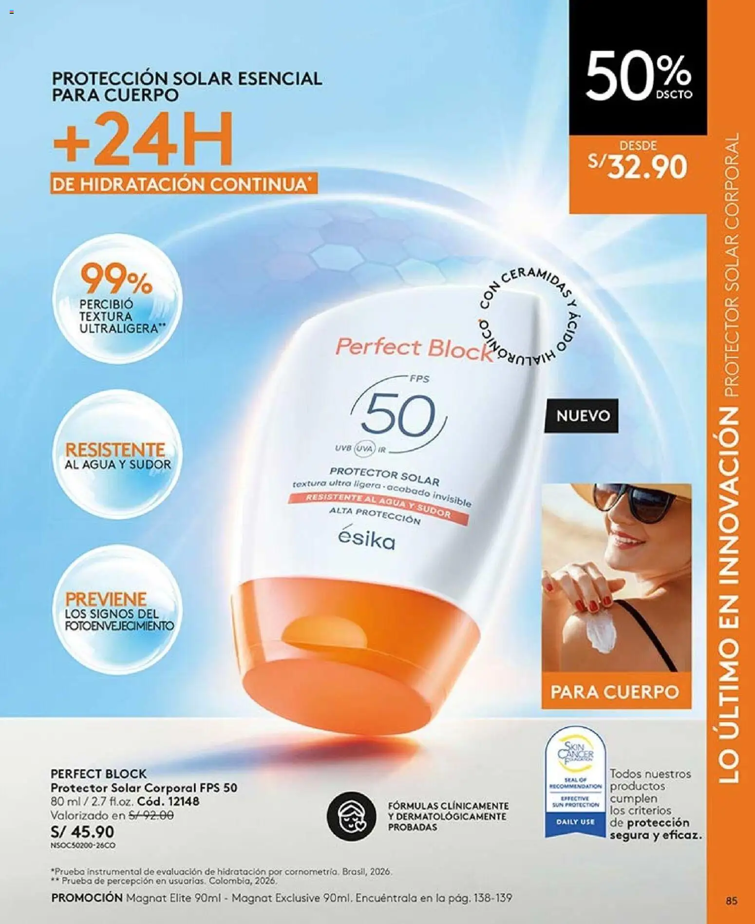 Catálogo Ésika válido desde 22/08/2026 | Página: 85 | Productos: Protector solar, Agua