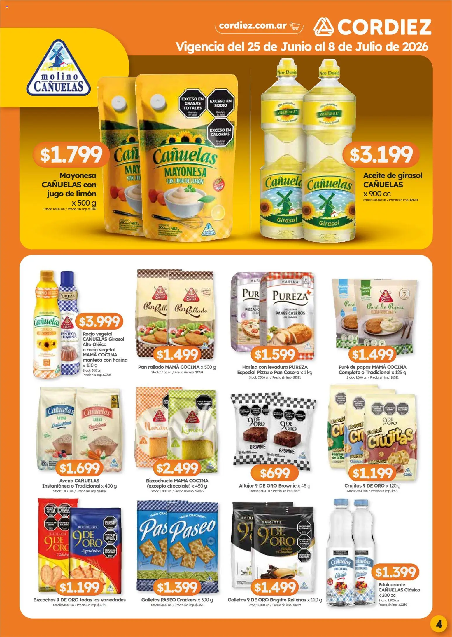 Cordiez ofertas │ válido desde el 25/06/2026 | Página: 4 | Productos: Cocina, Harina, Edulcorante, Bizcochos