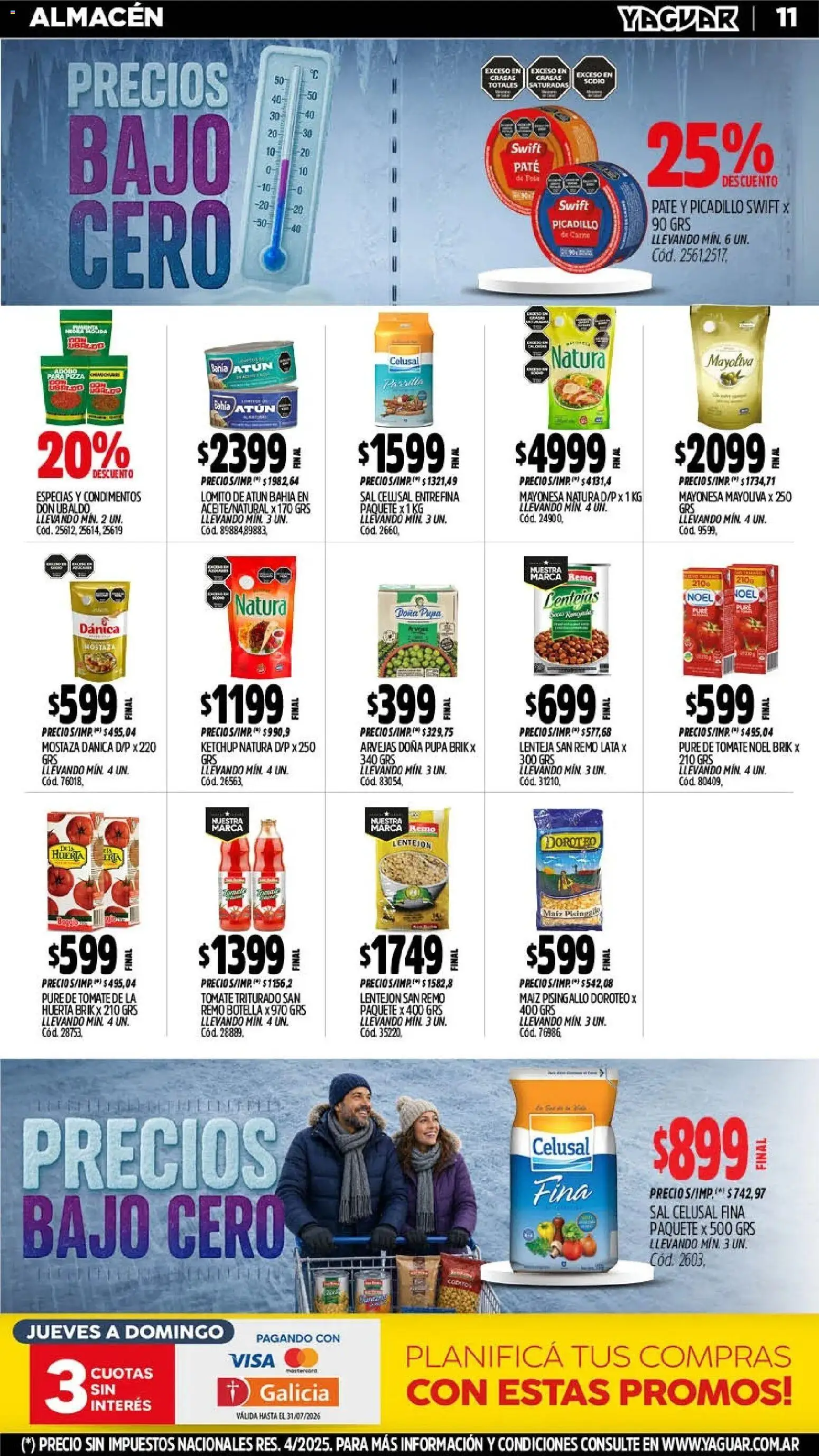 Yaguar - Oferta Semanal Mar del Plata │ válido desde el 20/07/2026 | Página: 11 | Productos: Mayonesa, Maiz, Tomate, Picadillo