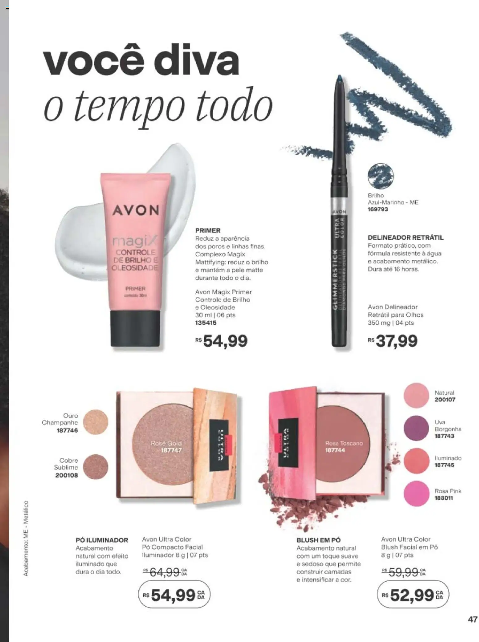 Avon Folheto - válido de 19/07/2026 | Página: 47 | Produtos: Pó, Blush, Delineador, Iluminador