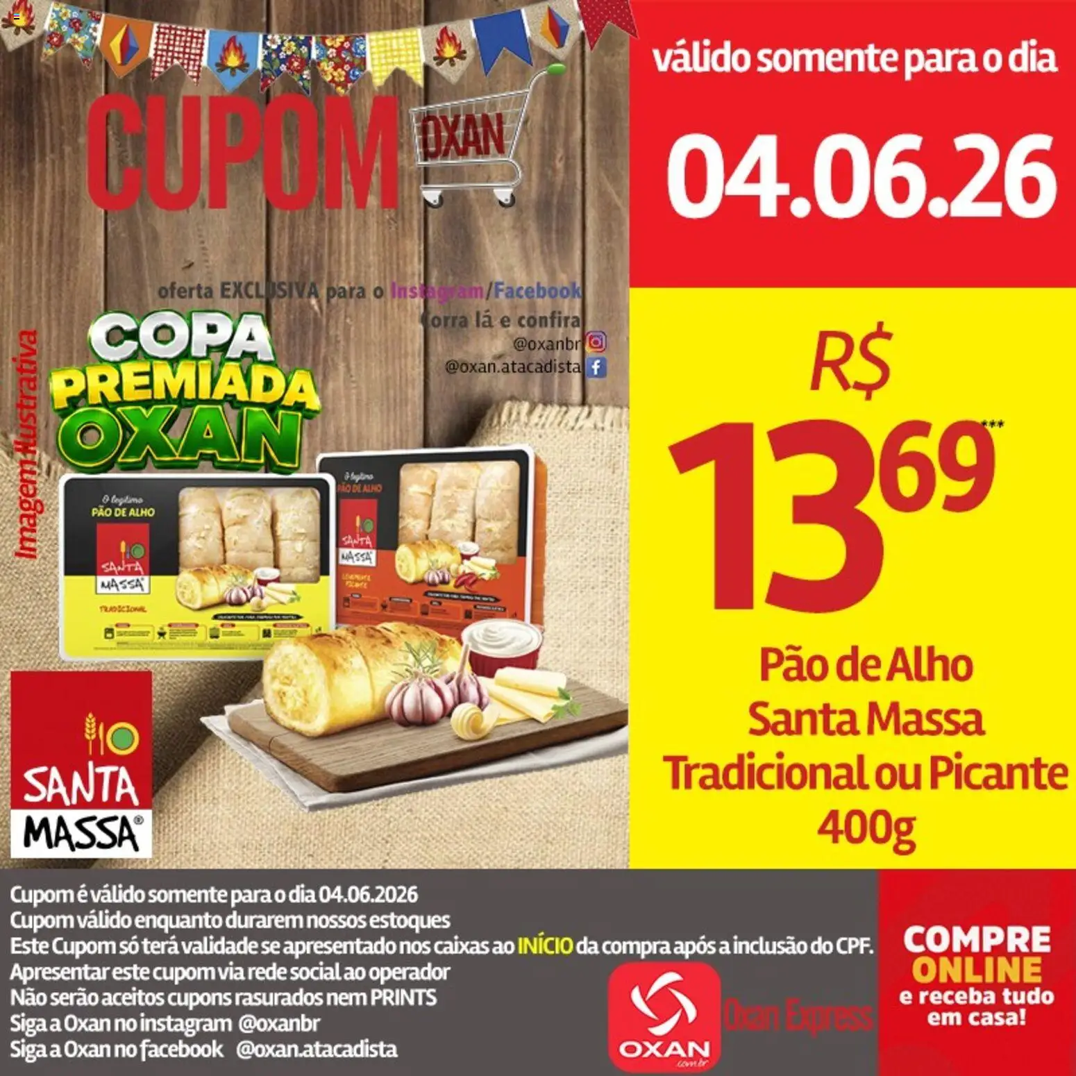 Oxan Atacadista Folheto - válido de 04.06.2026 | Página: 8 | Produtos: Alho, Pao de alho, Pão, Massa