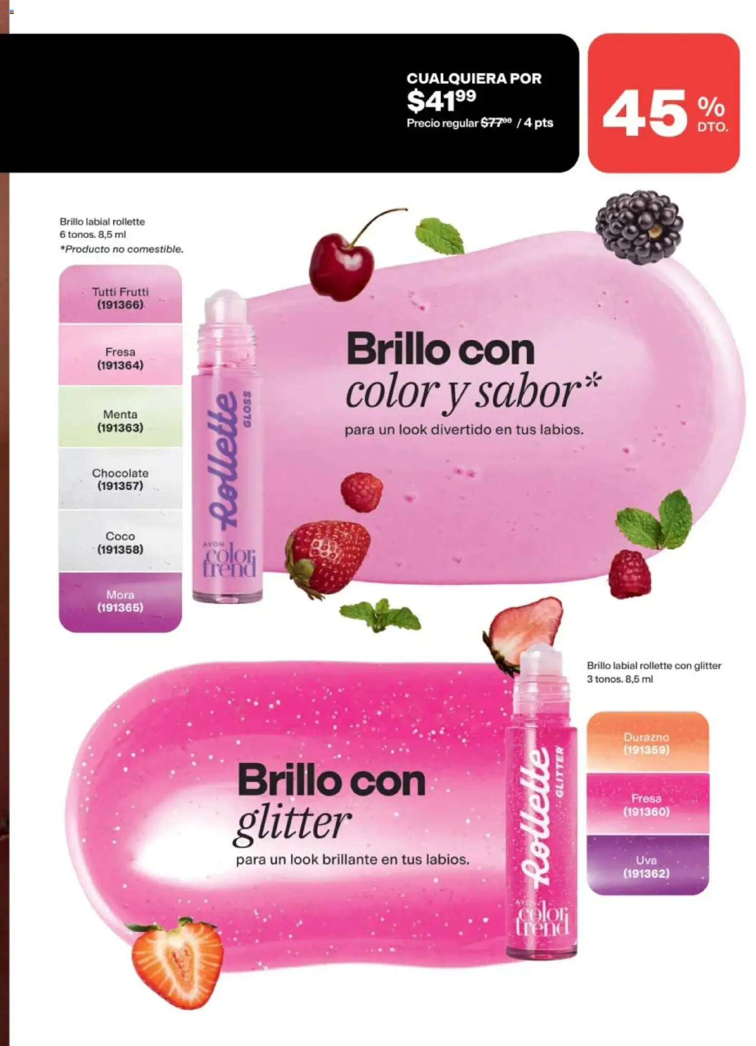 Nuevas ofertas de AVON válidas en toda la República Mexicana desde el 24.04.2026. ¡Encuentra las mejores ofertas en AVON campaña 7 2026! | Página: 47 | Productos: Fresa, Durazno, Brillo, Glitter
