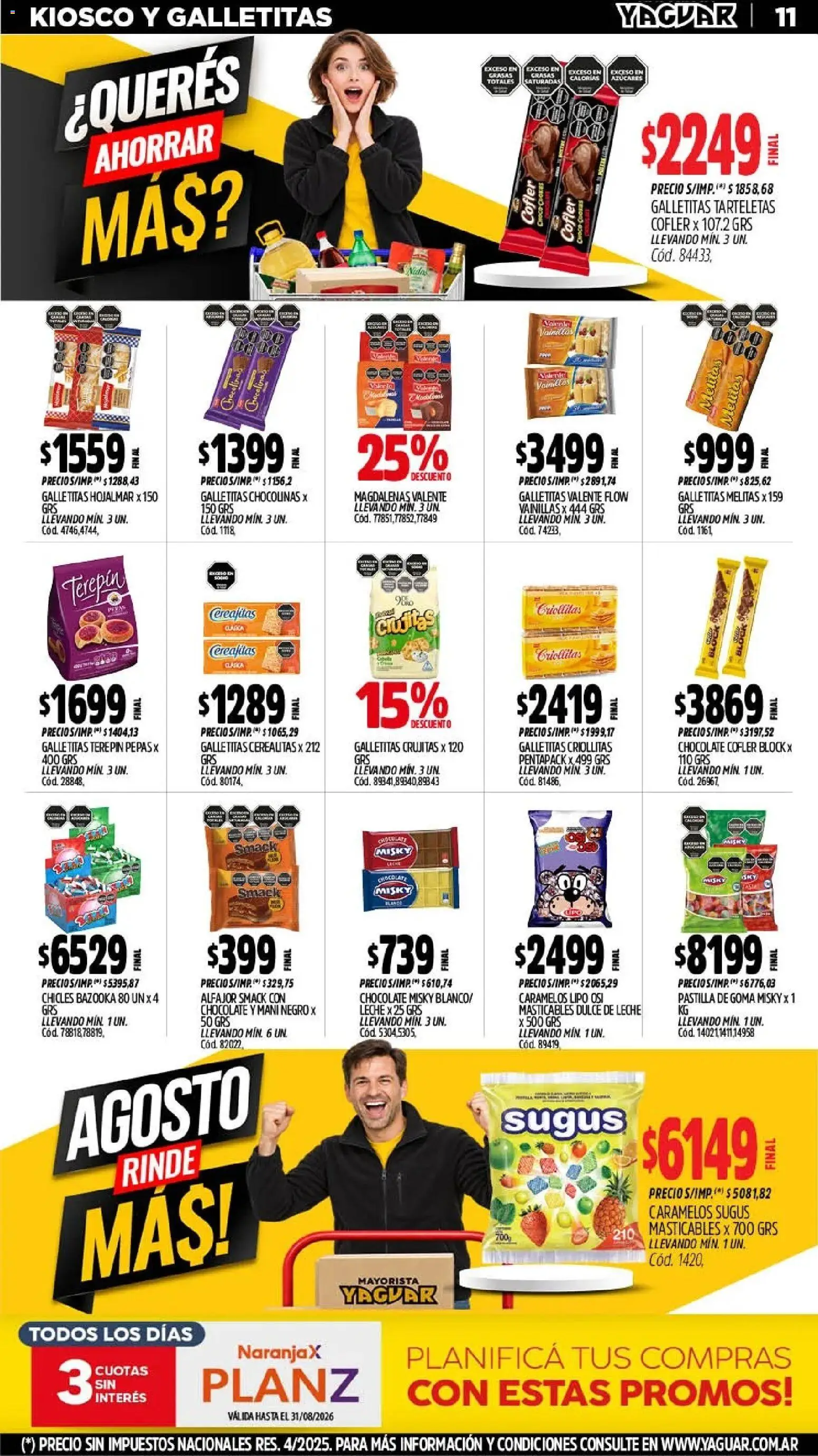 Yaguar - Oferta Semanal Mar del Plata │ válido desde el 24/08/2026 | Página: 10 | Productos: Galletitas, Chicles, Mani, Alfajor