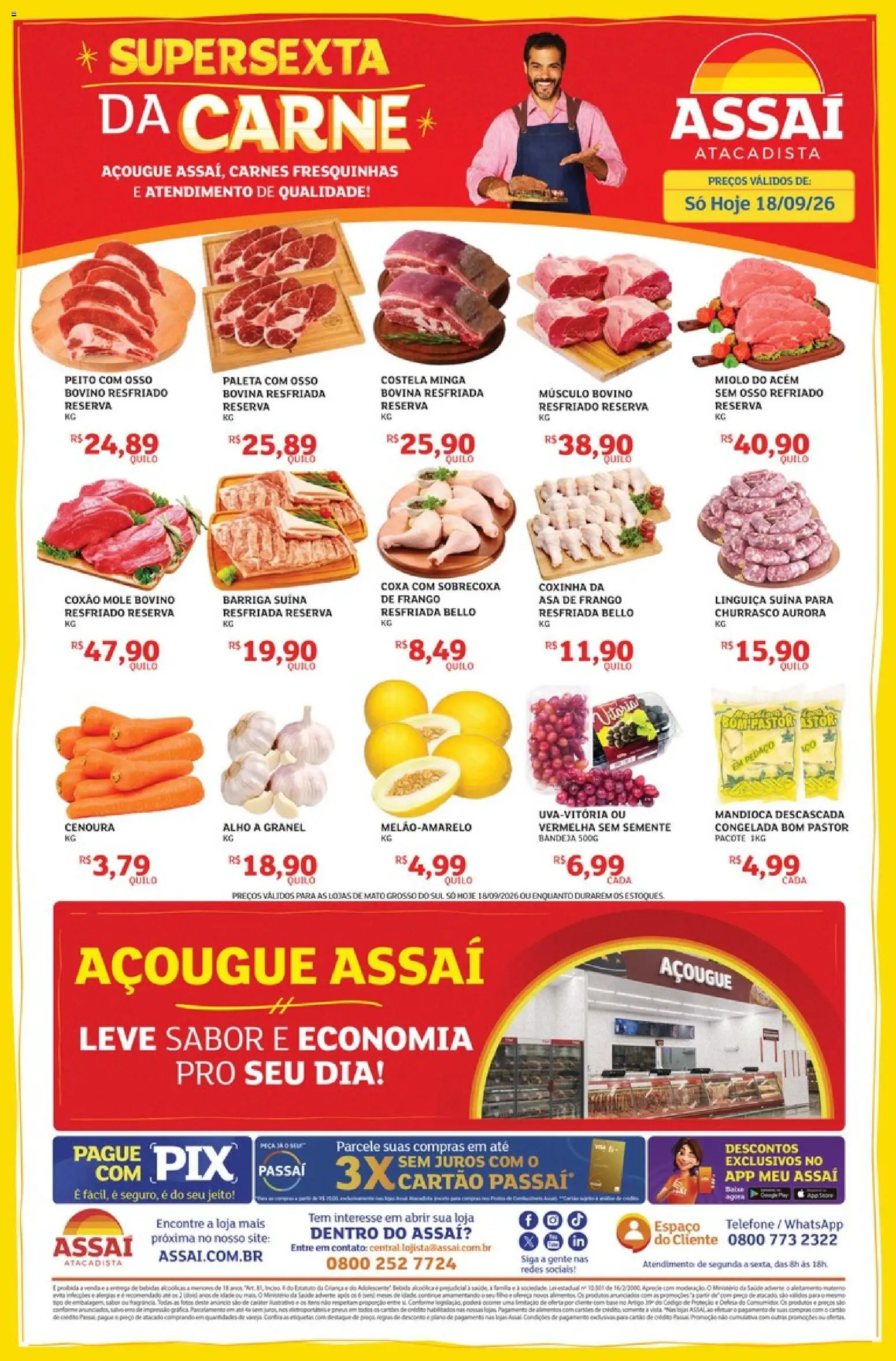 Assaí Atacadista Folheto - válido de 18/09/2026 | Página: 1 | Produtos: Alho, Linguiça, Asa de frango, Barriga suína