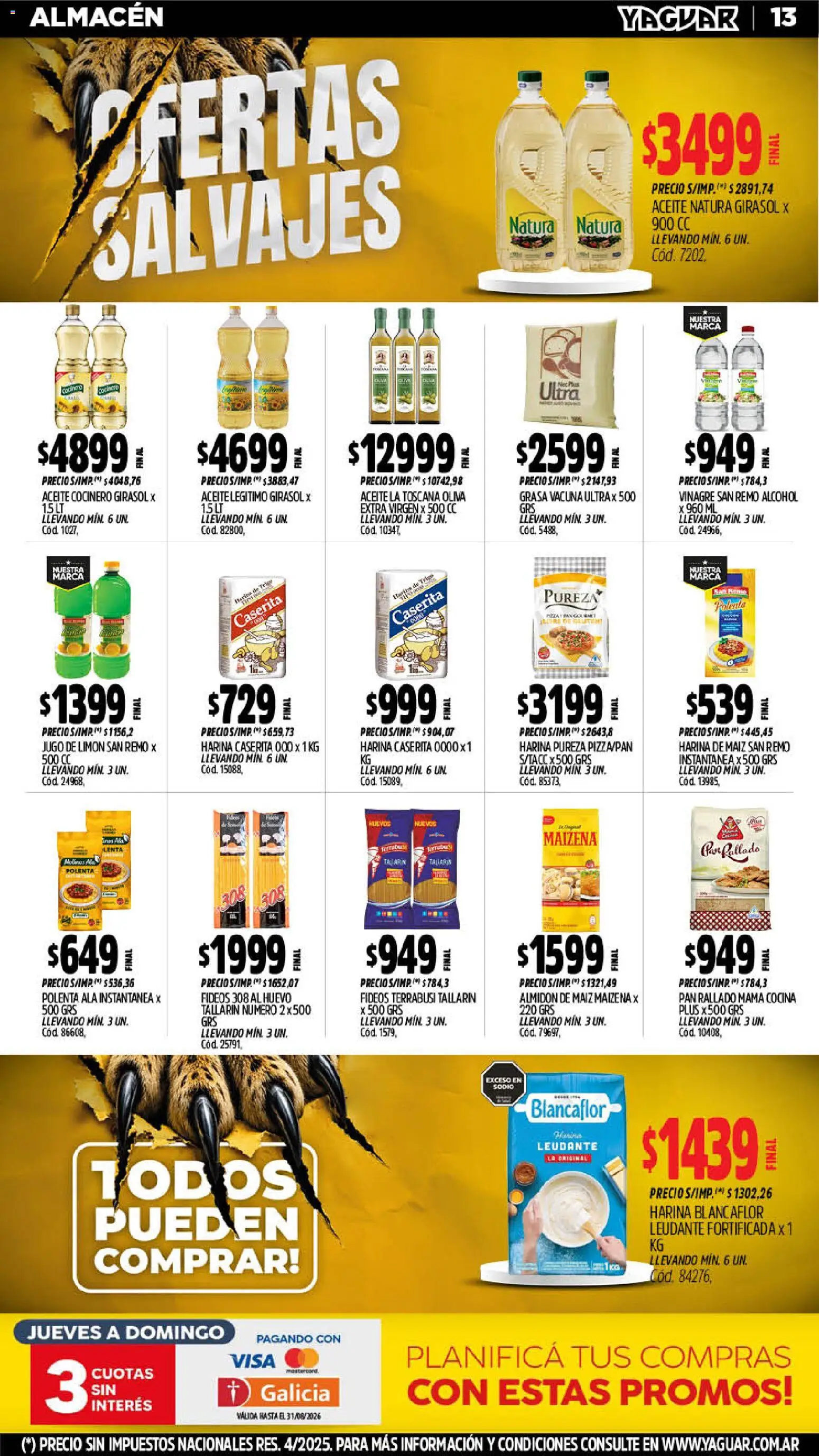 Yaguar catálogo │ válido desde el 10/08/2026 | Página: 14 | Productos: Cocina, Jugo de limón, Vinagre, Pan rallado
