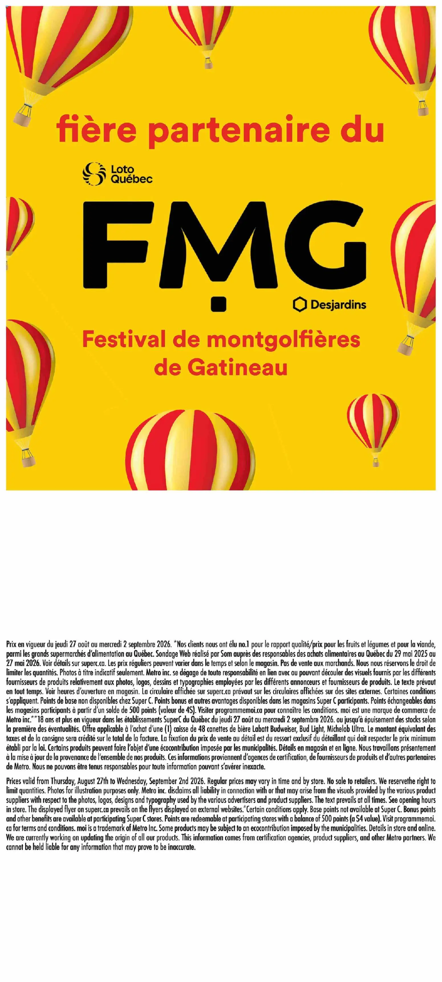 Super C flyer valid from Aug 27, 2026 | Page: 15 | Products: Legumes