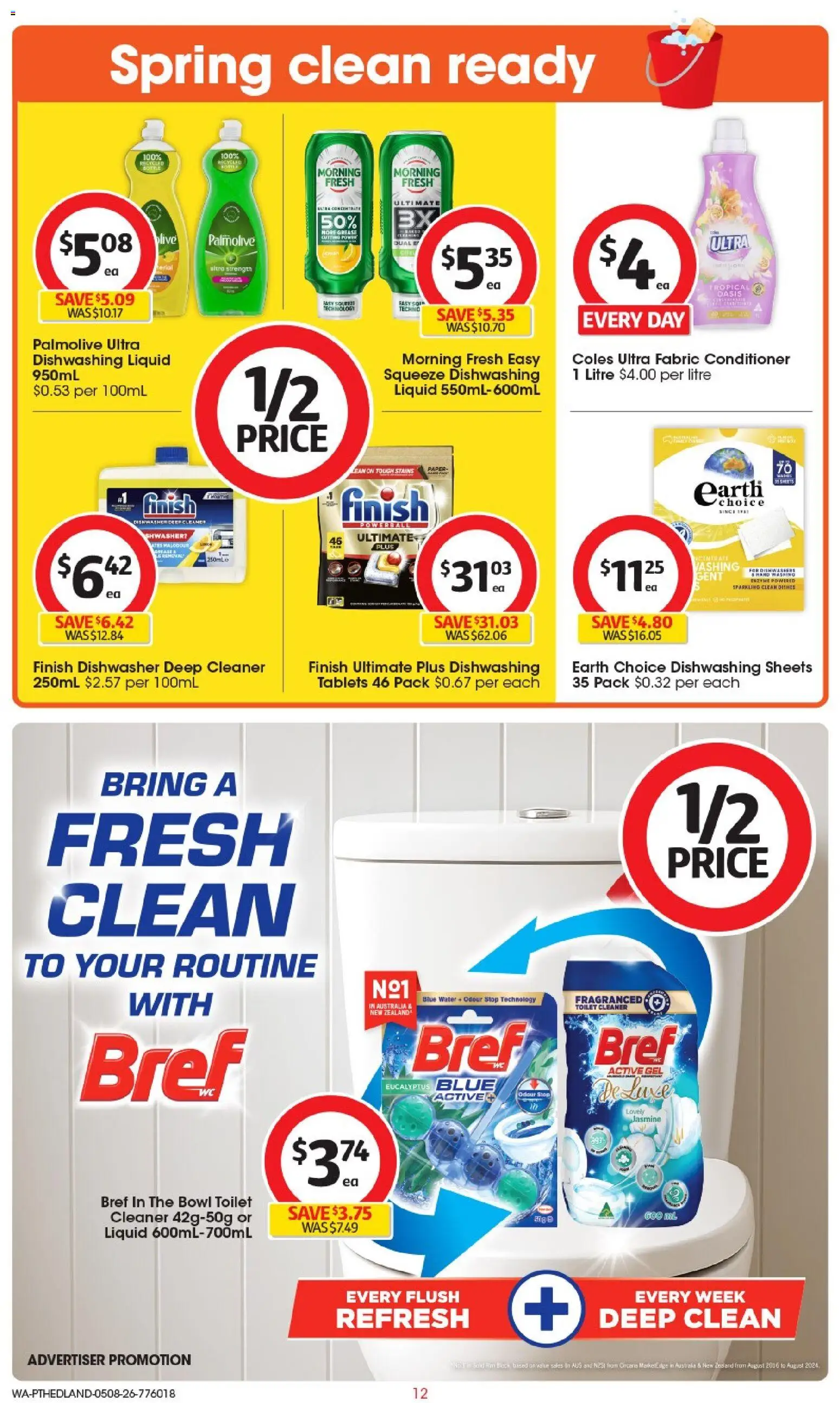 Coles catalogue - valid from 05/08/2026 | Page: 12 | Products: Toilet, Soap, Dishwasher cleaner, Dishwasher