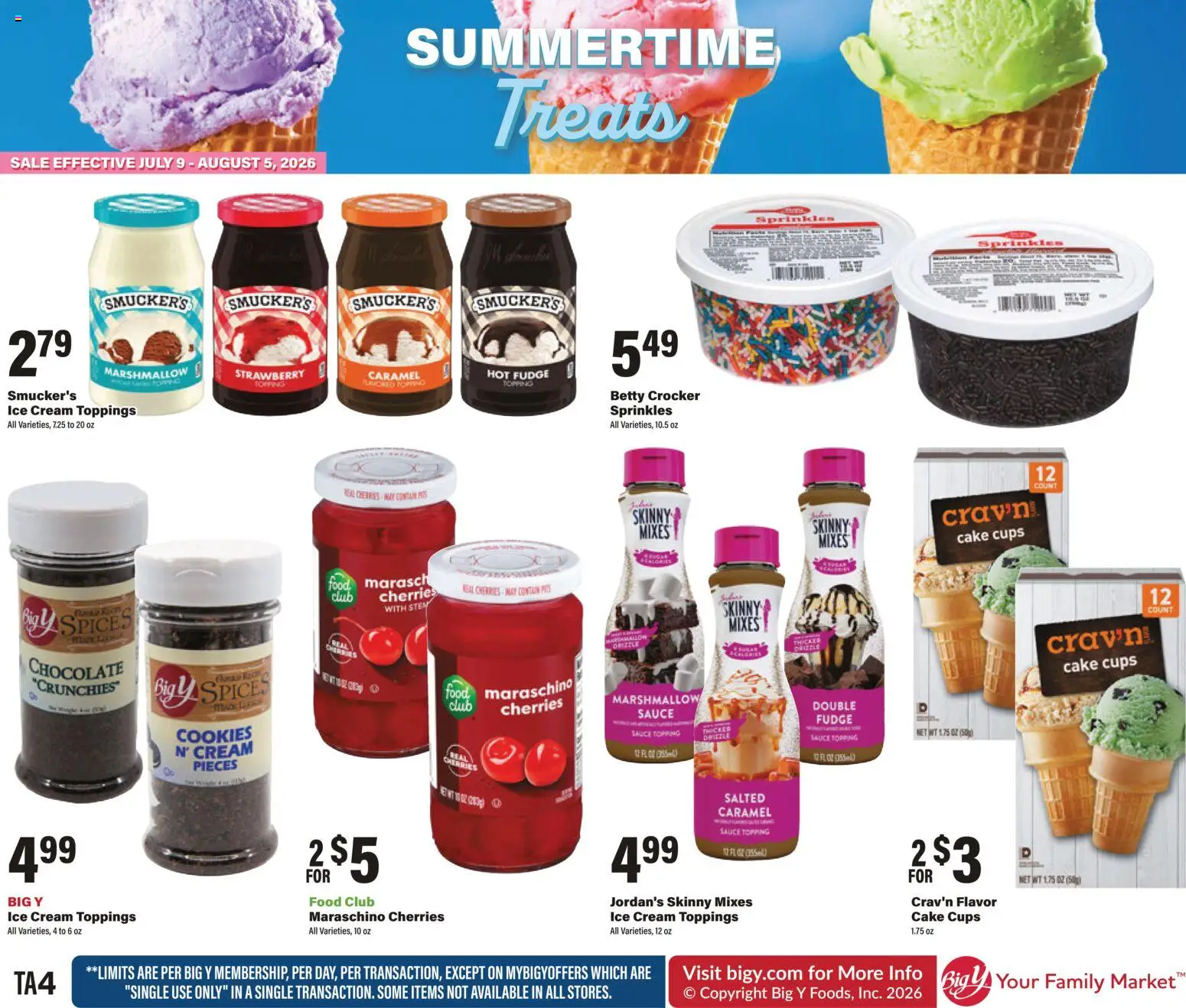 Big Y Summertime Treats - valid from 07/10/2026 | Page: 4 | Products: Chocolate, Ice cream, Spices, Sauce