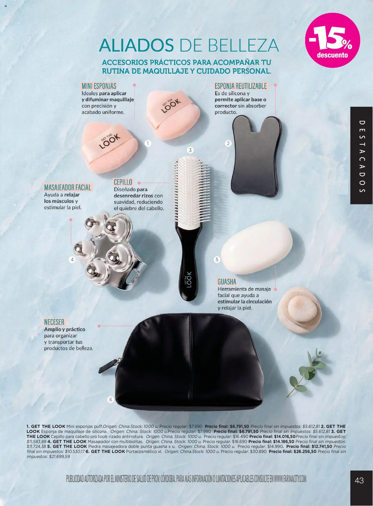 Farmacity catálogo │ válido desde el 30.04.2026 | Página: 43 | Productos: Esponja de maquillaje, Masajeador facial, Neceser, Esponja