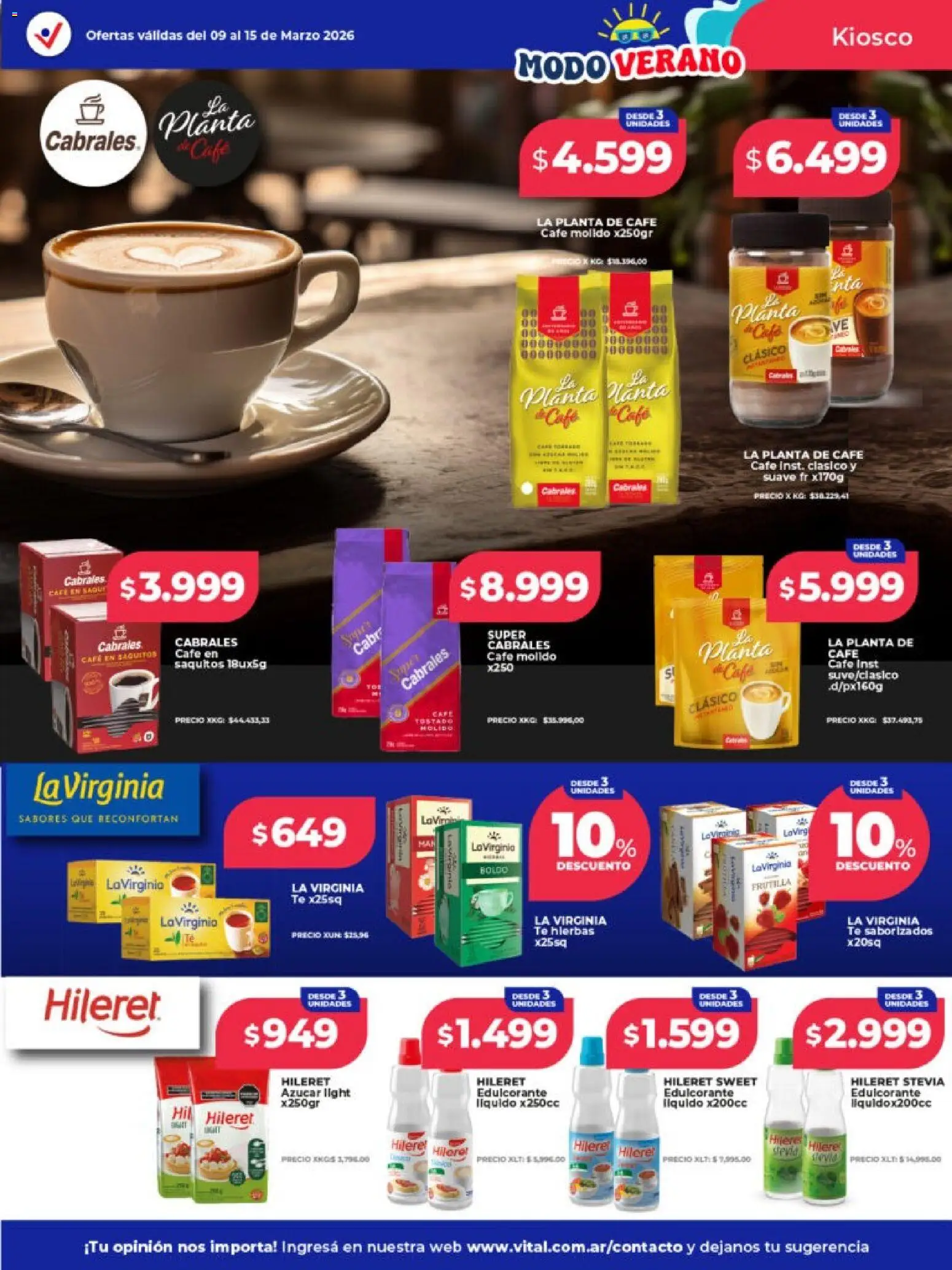 Vital ofertas │ válido desde el 09.03.2026 | Página: 12 | Productos: Azucar, Edulcorante, Té, Planta