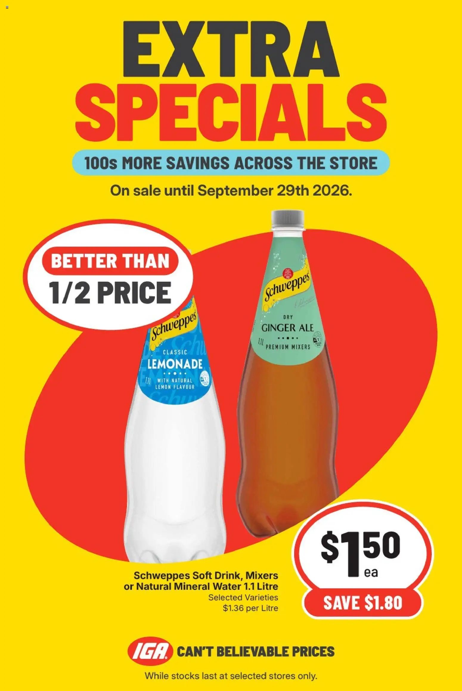 IGA catalogue - valid from 23/09/2026 | Page: 4 | Products: Mineral water, Water, Lemon, Lemonade