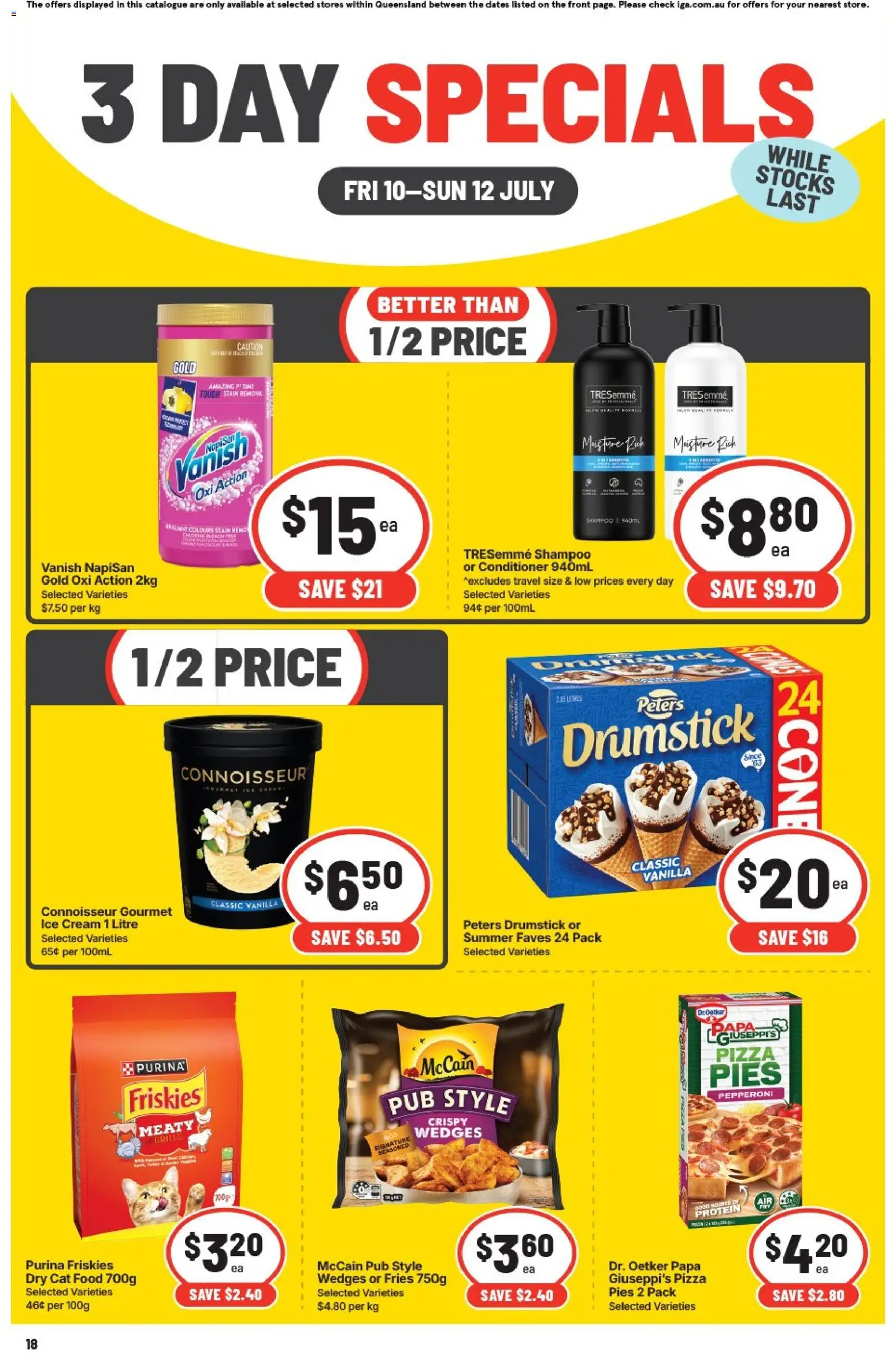 IGA catalogue - valid from 10/07/2026 | Page: 4 | Products: Shampoo, Pizza, Cream, Pies