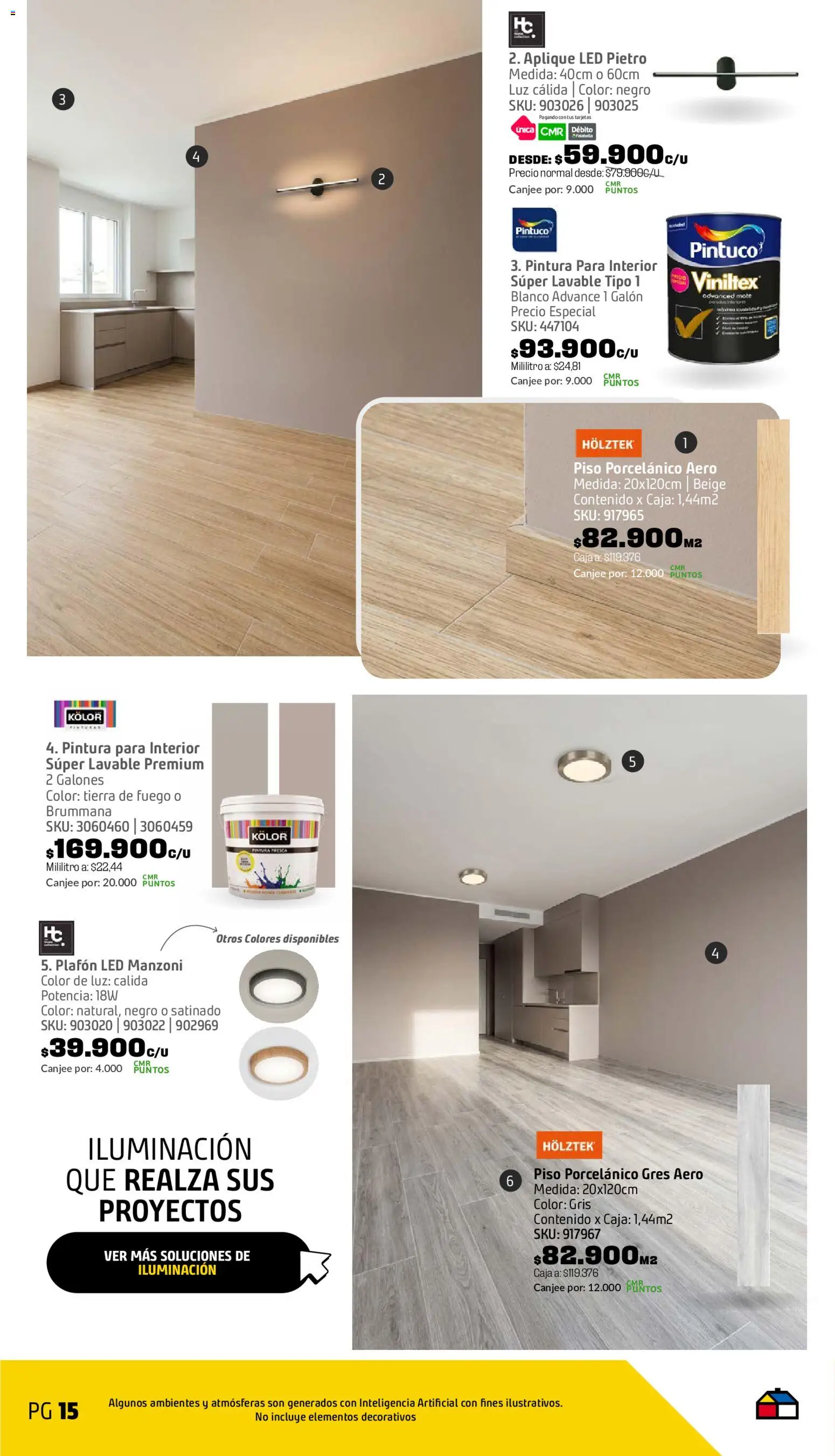 Homecenter revista - valida desde el 08/09/2026 | Página: 16 | Productos: Pintura, Caja, Iluminación, Tierra