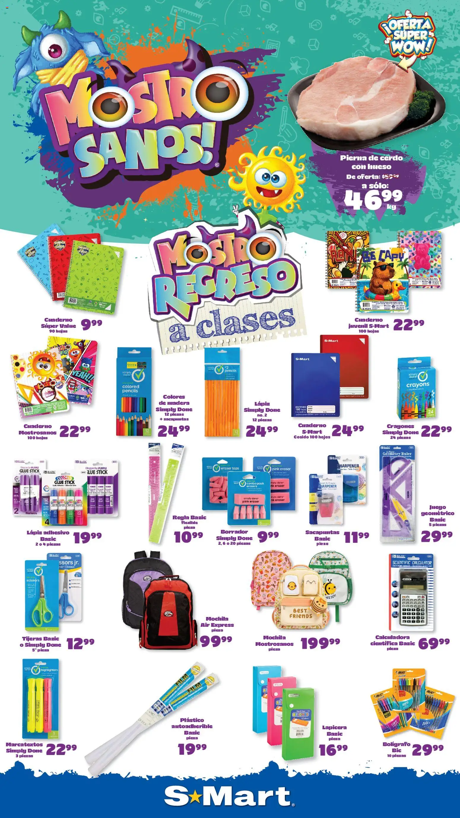 Nuevas ofertas de S-Mart válidas en toda la República Mexicana desde el 25/08/2026. ¡Encuentra las mejores ofertas en S-Mart folleto Ofertas de feria Chihuahua! | Página: 1 | Productos: Sacapuntas, Mochila, Cerdo, Juego