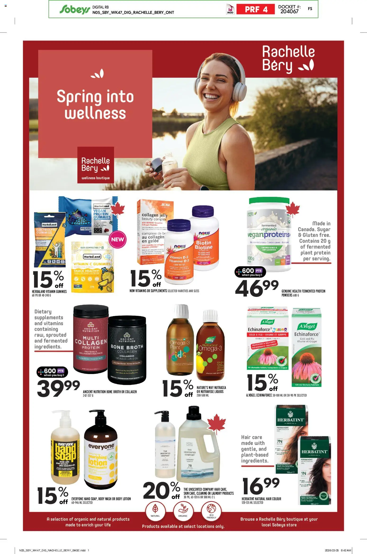 Sobeys flyer valid from 19.03.2026 | Page: 5 | Products: Body lotion, Soap, Body wash