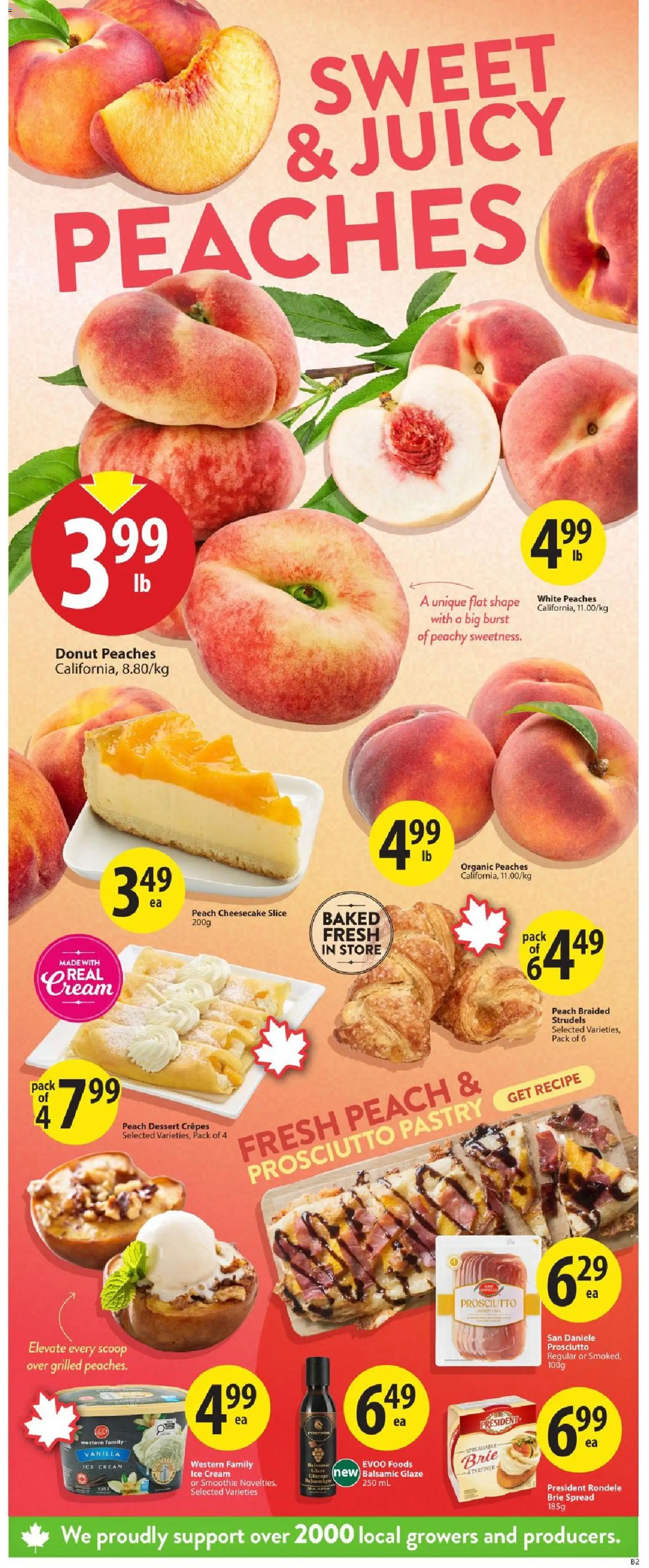 Save on foods flyer valid from Aug 13, 2026 | Page: 4 | Products: Pastry, Smoothie, Spread, Prosciutto