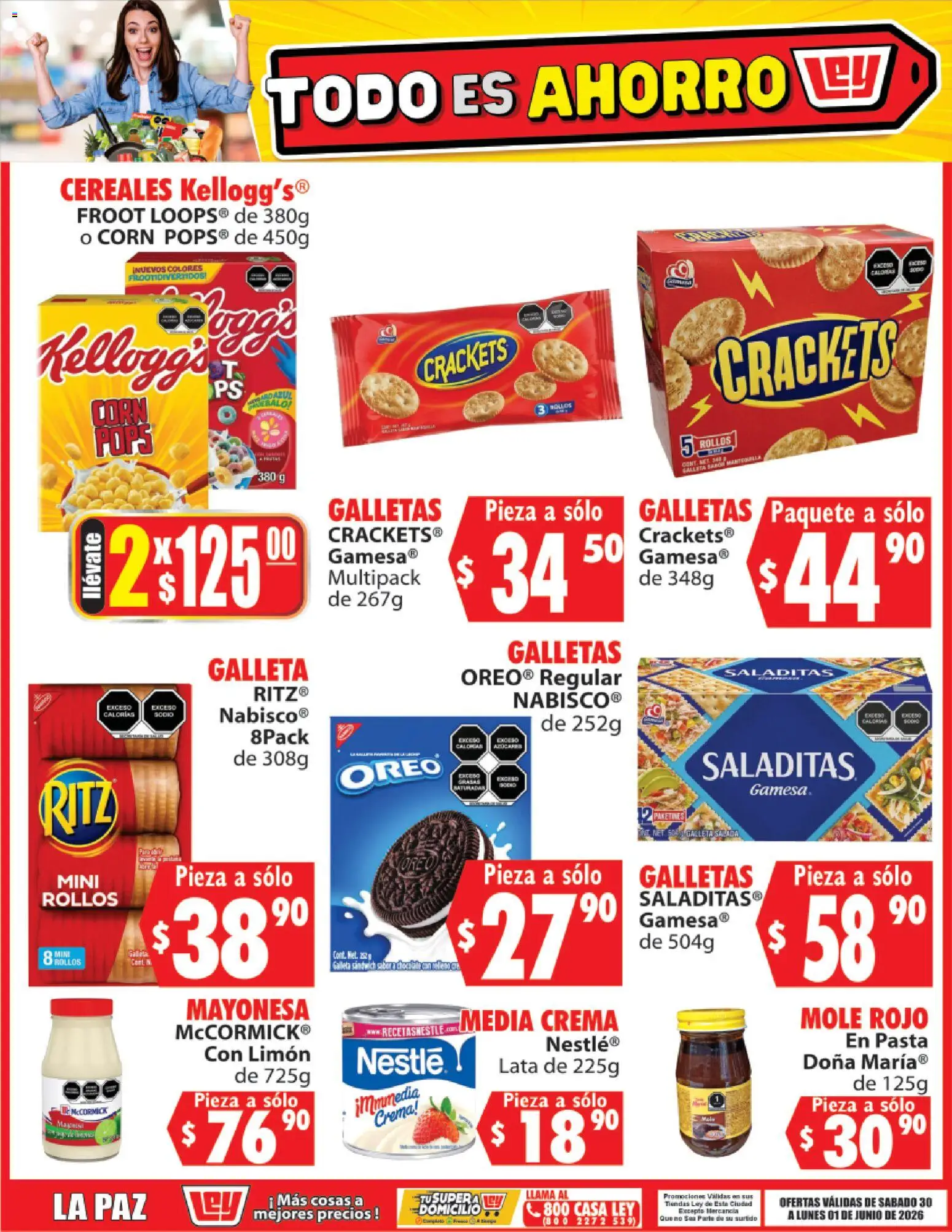Nuevas ofertas de Casa Ley válidas en toda la República Mexicana desde el 30.05.2026. ¡Encuentra las mejores ofertas en Casa Ley folleto Todo es ahorro! | Página: 3 | Productos: Crema, Limón, Pasta, Galletas