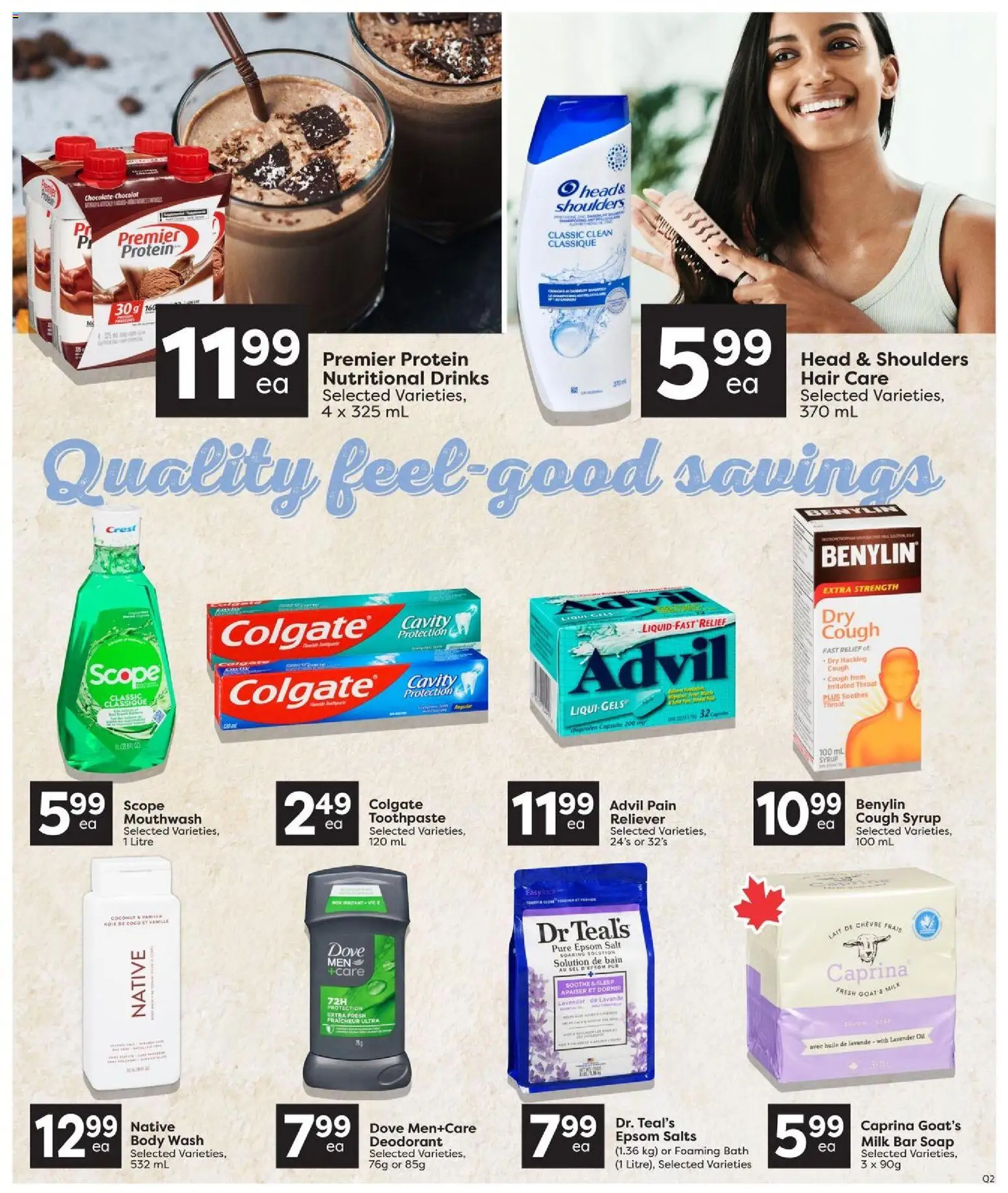 Quality Foods flyer valid from Sep 10, 2026 | Page: 14 | Products: Head & Shoulders, Deodorant, Salt, Cough syrup