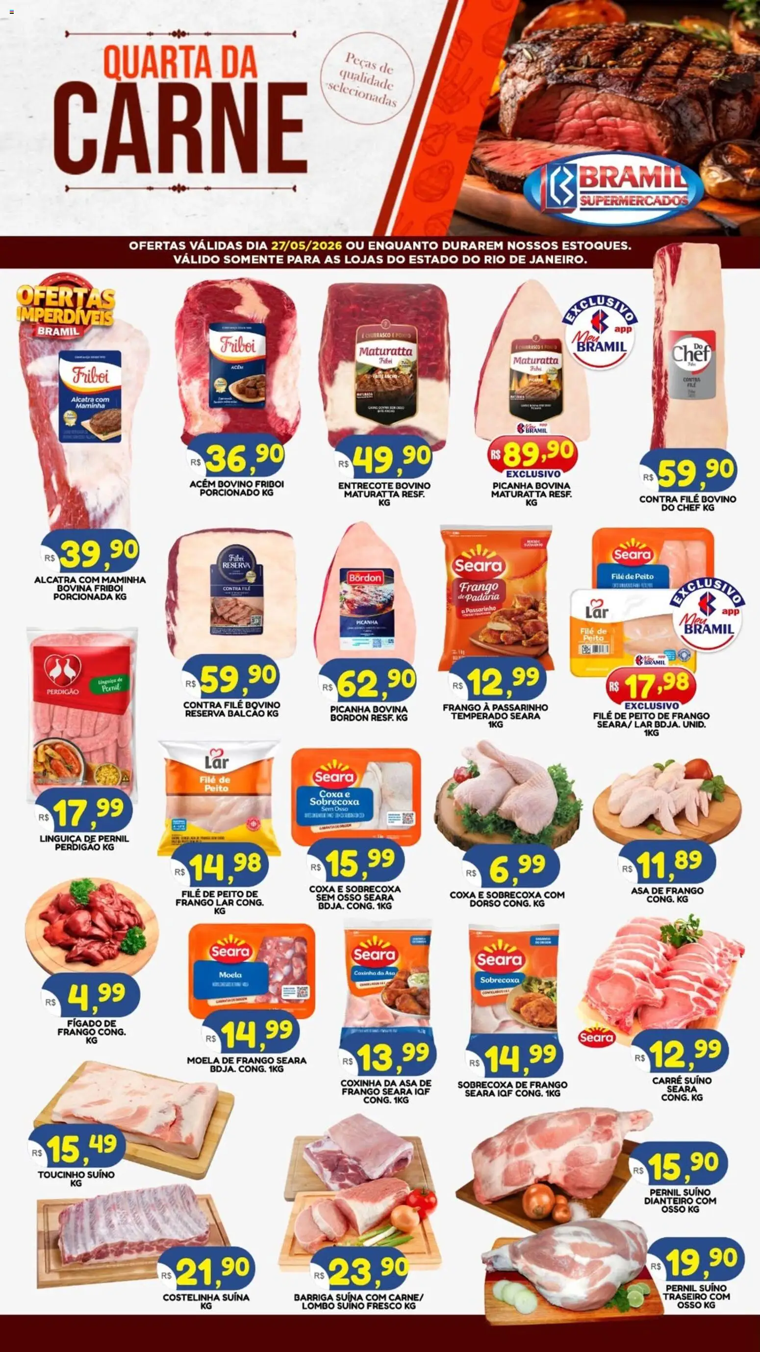 Bramil Supermercados Folheto - válido de 27.05.2026 | Página: 1 | Produtos: Asa de frango, Lombo, Carne, Frango