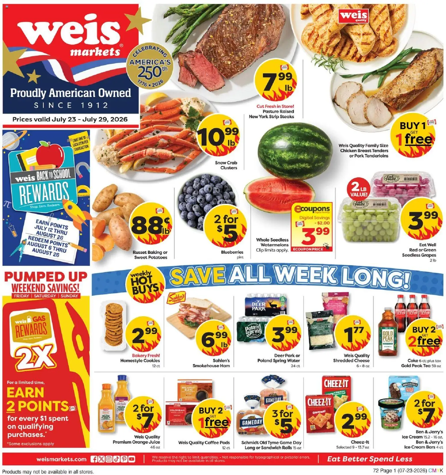 Weis Weekly Circular - WV - valid from 07/23/2026 | Page: 1 | Products: Bakery, Coffee, Cream, Water