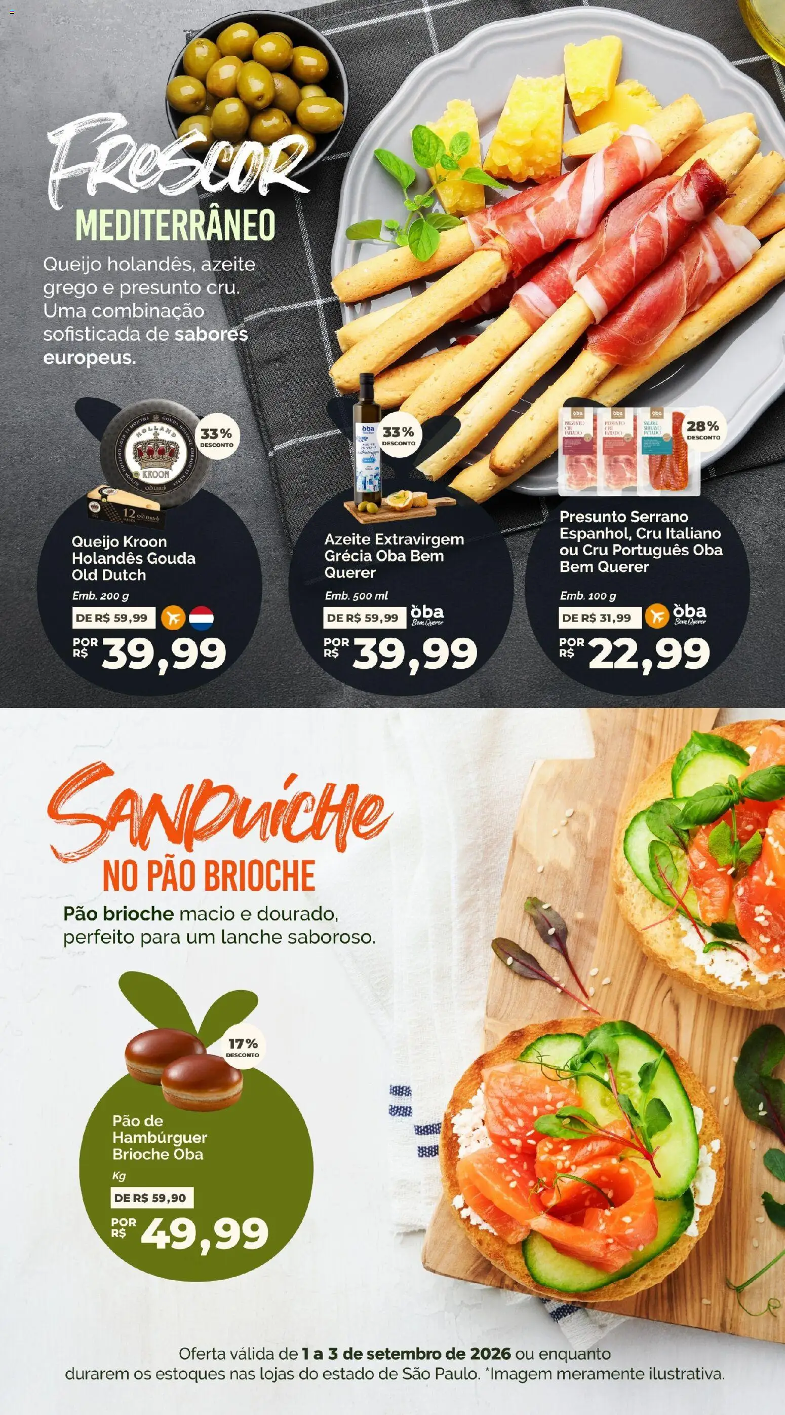 Oba Hortifruti Folheto - válido de 01/09/2026 | Página: 2 | Produtos: Queijo, Salame, Gouda, Hambúrguer