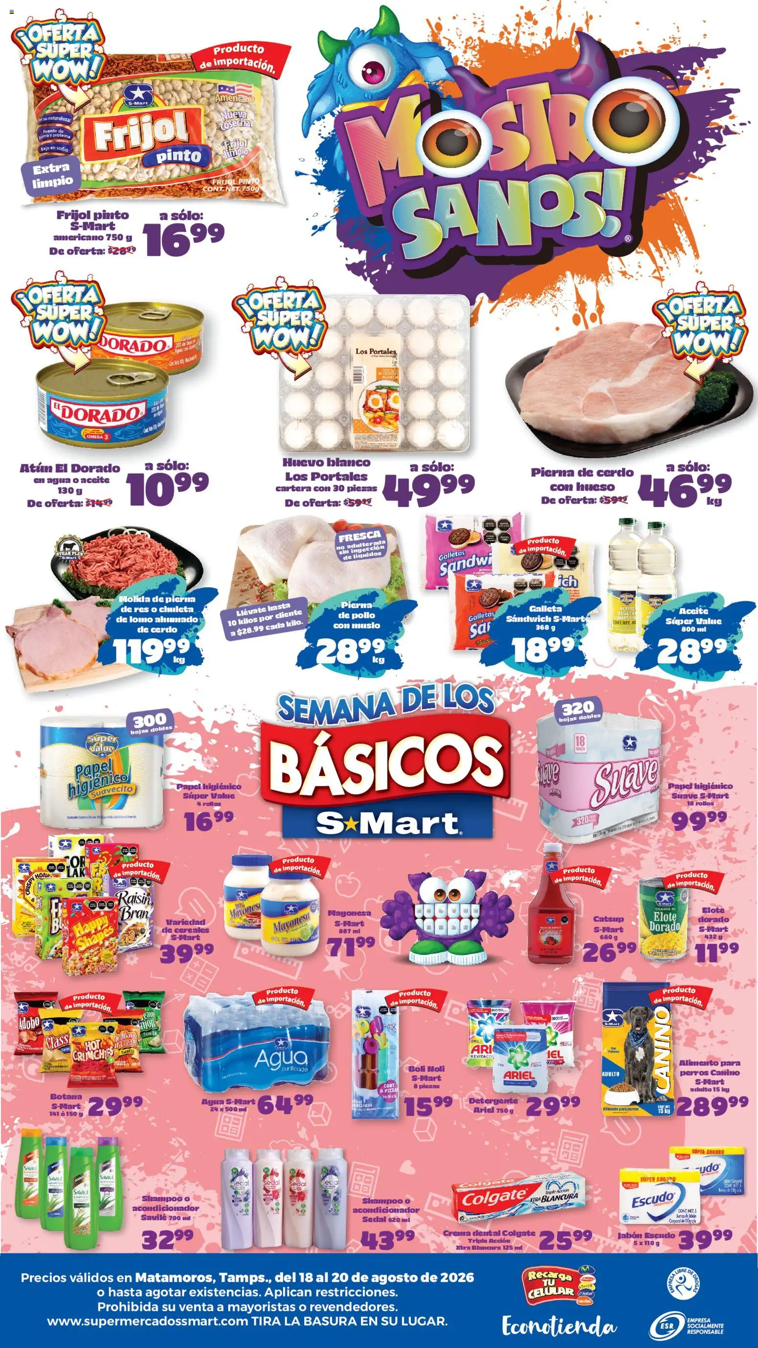 Nuevas ofertas de S-Mart válidas en toda la República Mexicana desde el 18/08/2026. ¡Encuentra las mejores ofertas en S-Mart folleto Matamoros! | Página: 2 | Productos: Cerdo, Res, Proteína, Jabón