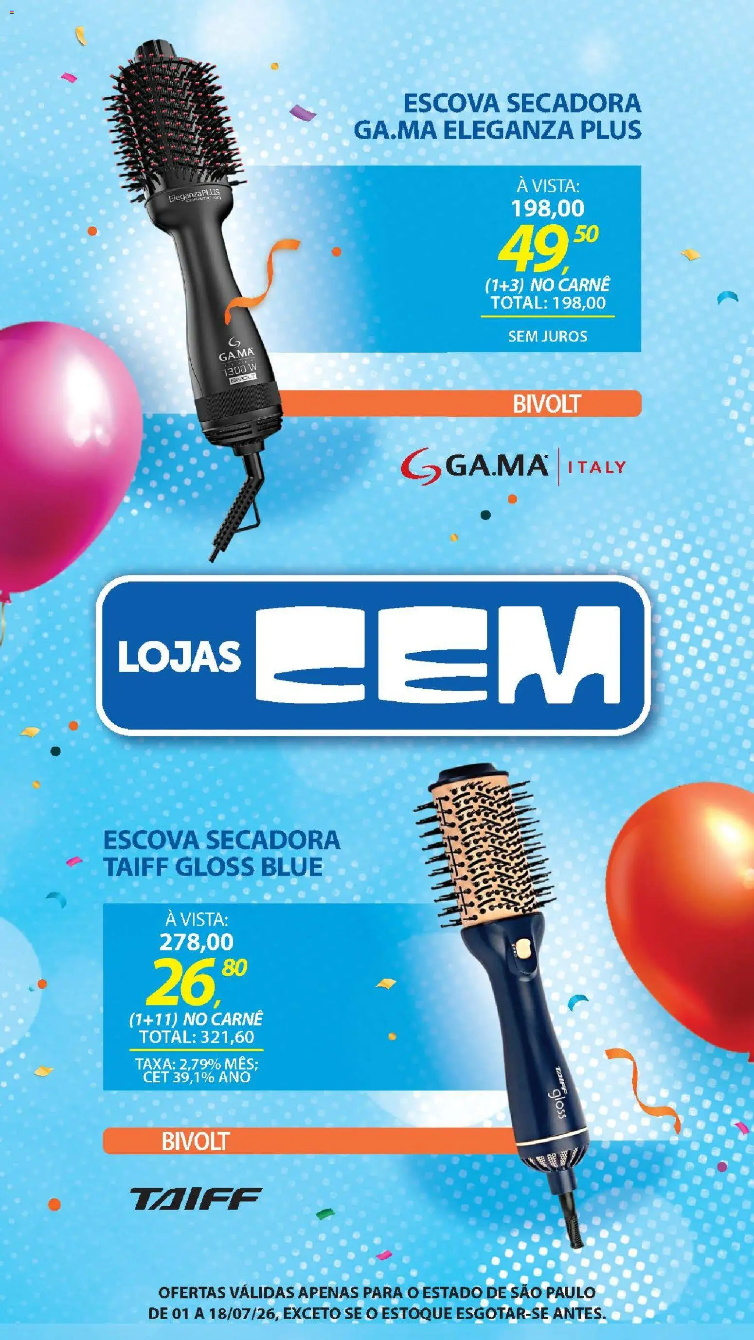 Lojas Cem Folheto - válido de 01/07/2026 | Página: 133 | Produtos: Escova secadora, Escova, Carne