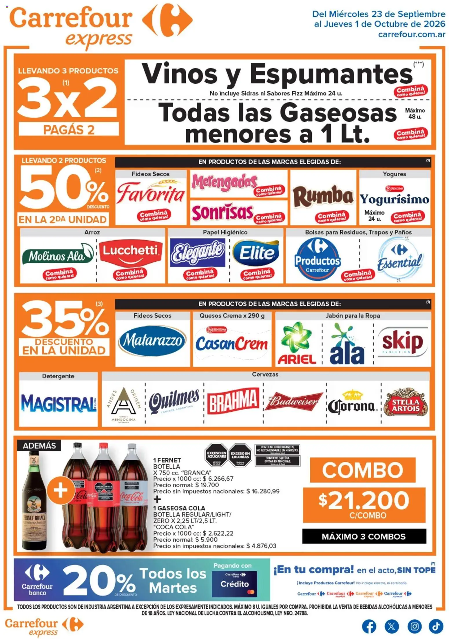 Carrefour Express catálogo │ válido desde el 23/09/2026 | Página: 2 | Productos: Bebidas, Fernet, Gaseosa, Ropa