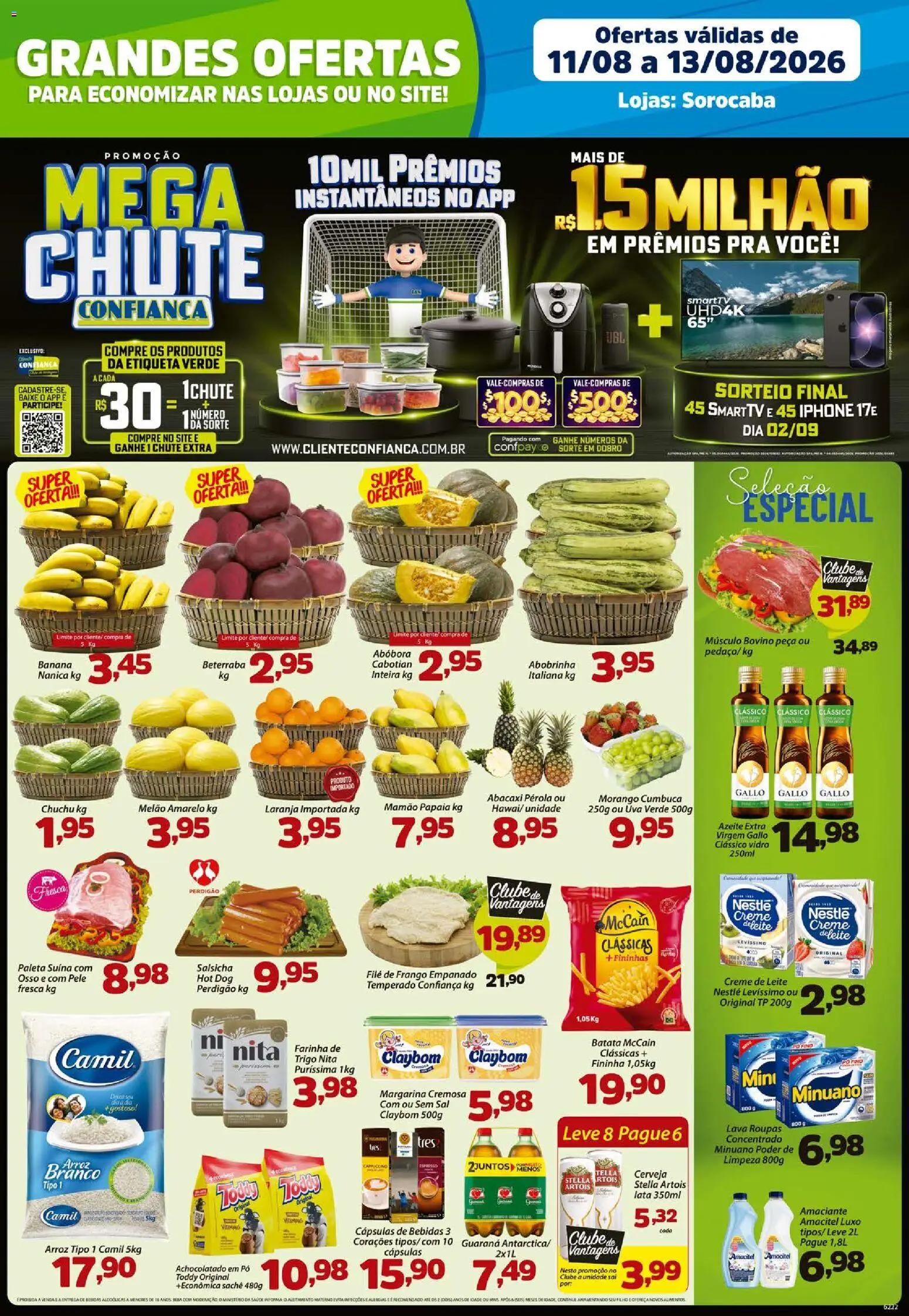 Confiança Folheto - válido de 11/08/2026 | Página: 1 | Produtos: Pó, Músculo bovino, Alimentos, Sal