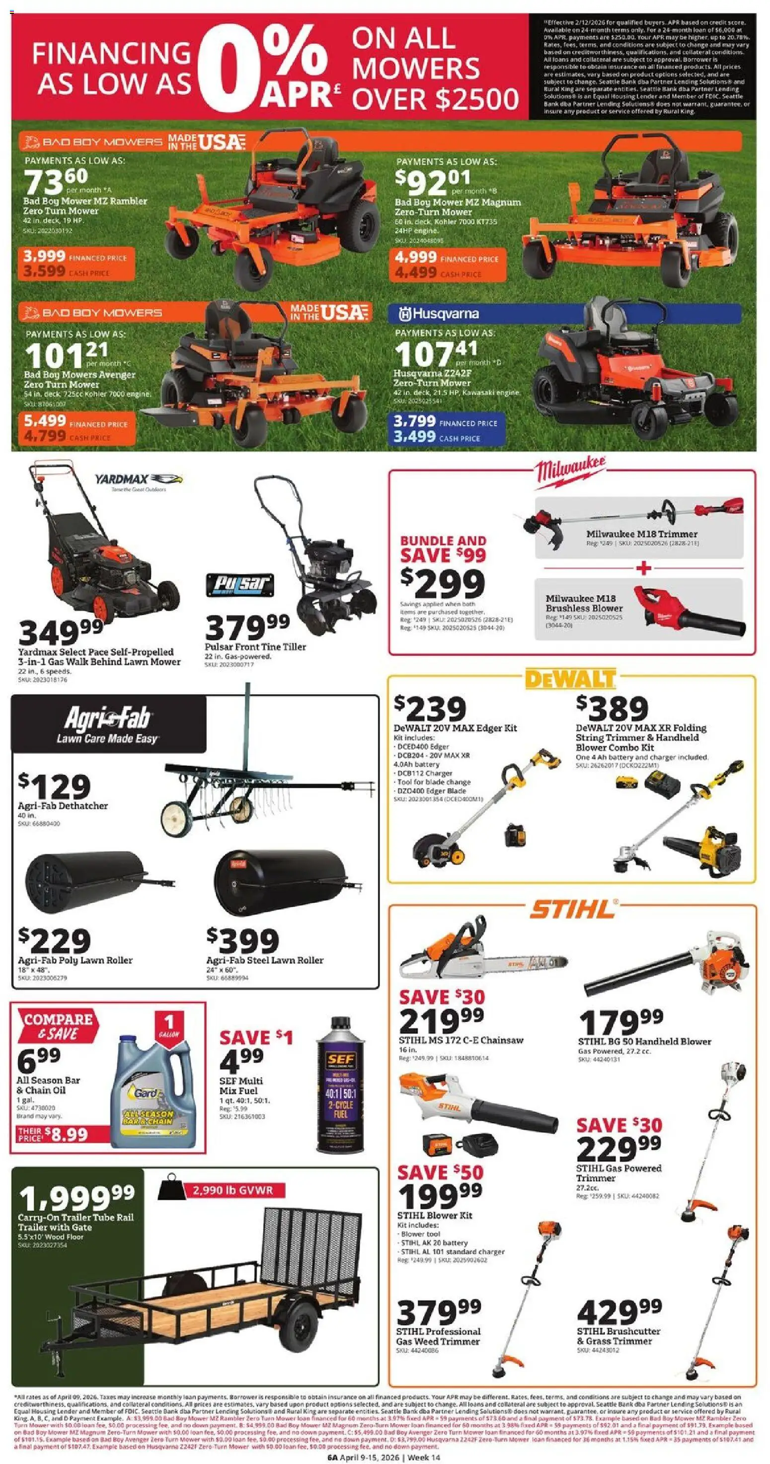 Rural King Weekly Ad - valid from 09.04.2026 | Page: 8 | Products: Mower, Tiller, Charger, Blower