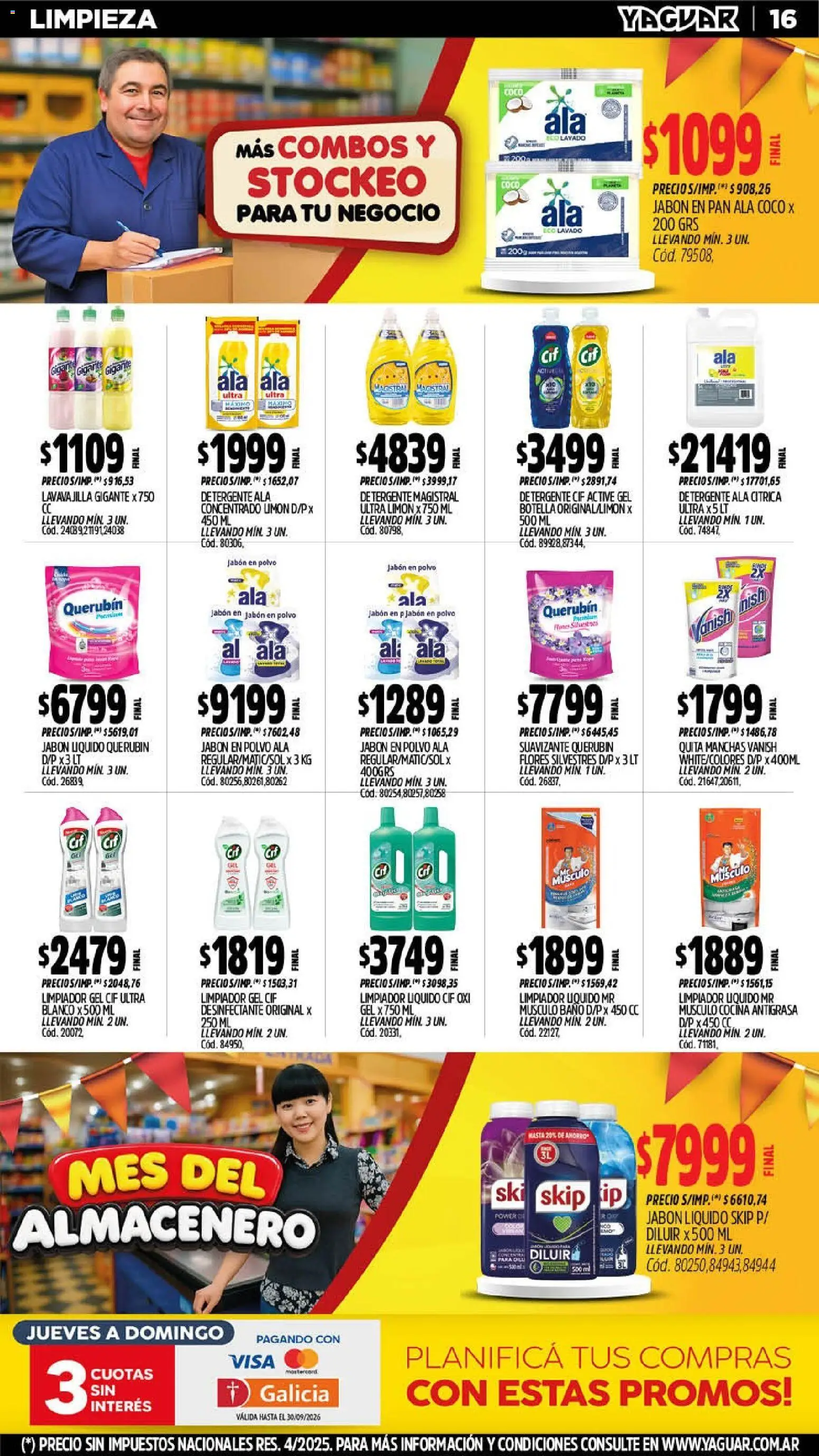 Yaguar - Oferta Semanal Neuquen │ válido desde el 14/09/2026 | Página: 16 | Productos: Cocina, Baño, Detergente, Pan