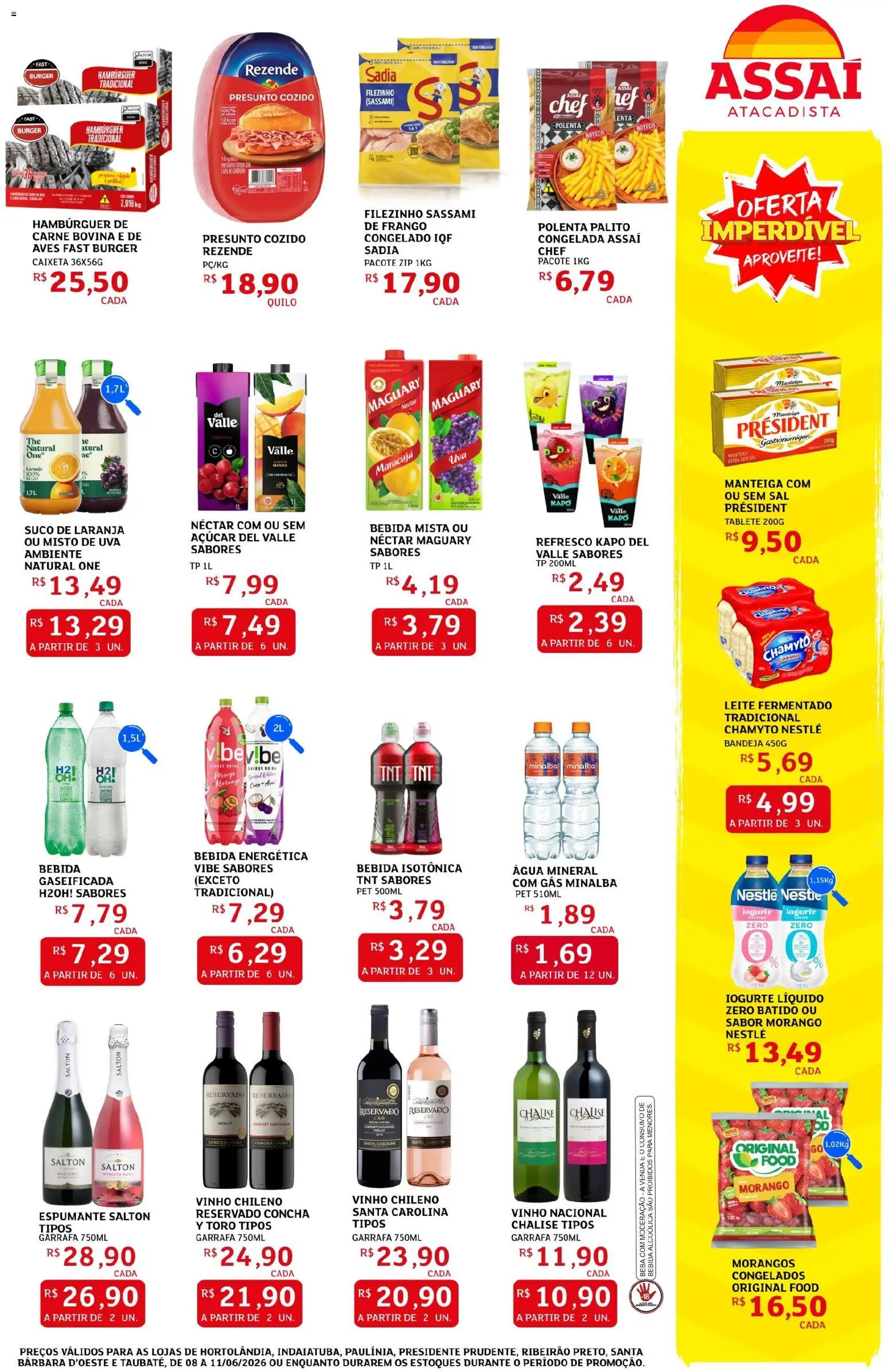 Assaí Atacadista Folheto - válido de 08.06.2026 | Página: 3 | Produtos: Leite, Manteiga, Morangos, Leite fermentado