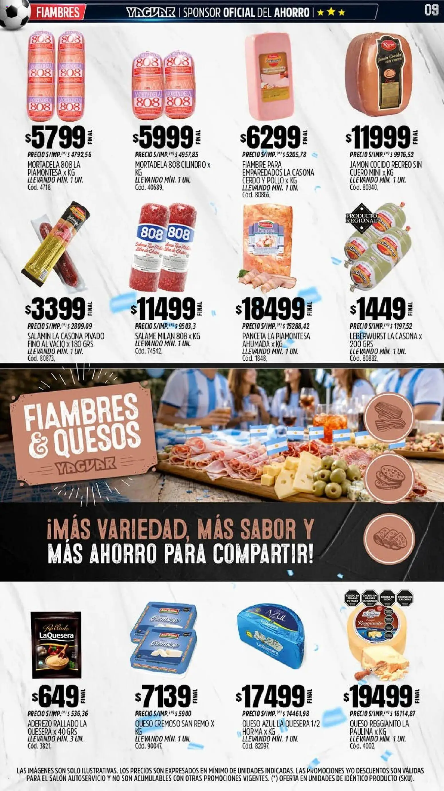 Yaguar - Oferta Semanal Trelew │ válido desde el 01.06.2026 | Página: 9 | Productos: Aderezo, Queso, Jamón, Salame