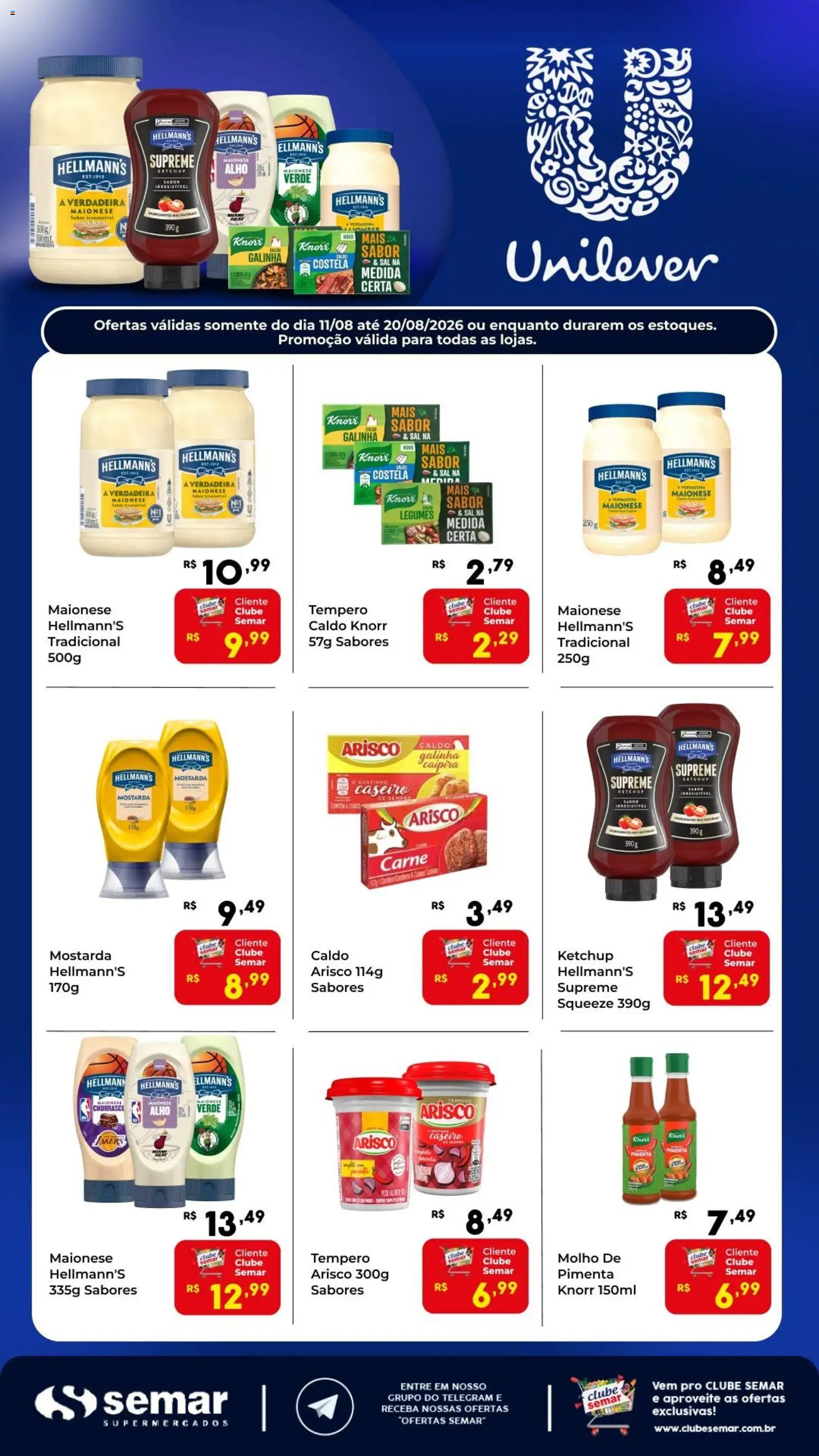 Semar Supermercado Folheto - válido de 11/08/2026 | Página: 1 | Produtos: Mostarda, Ketchup, Maionese, Legumes