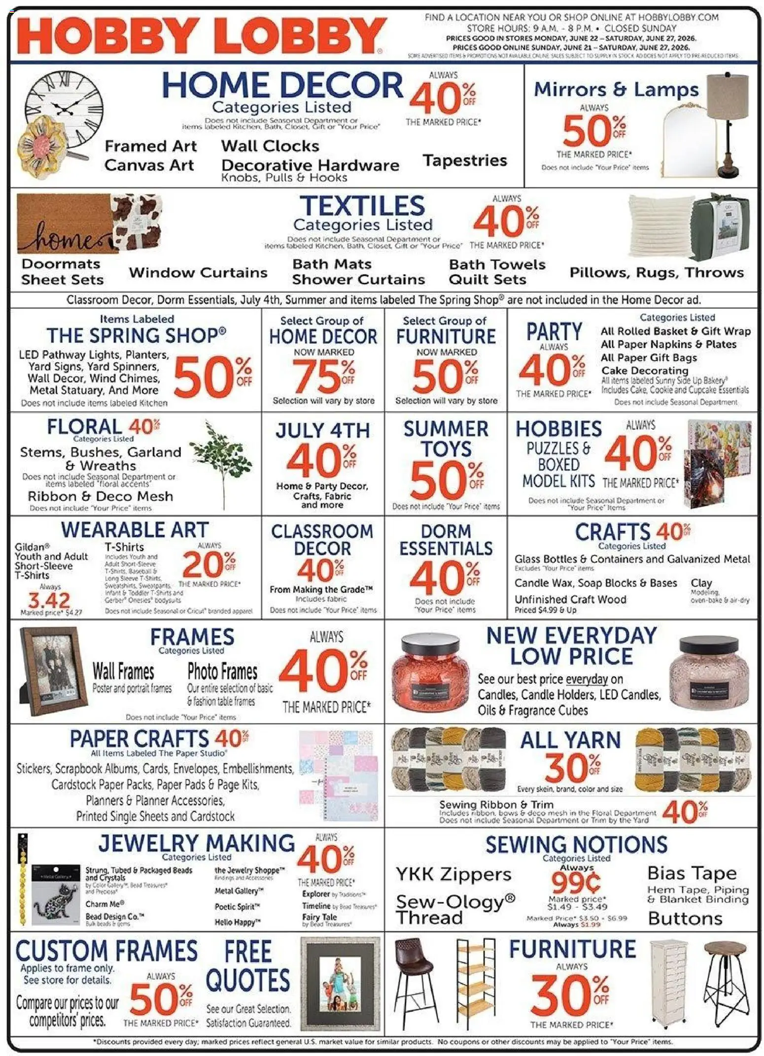 Hobby Lobby Weekly Ad - valid from 21.06.2026 | Page: 1