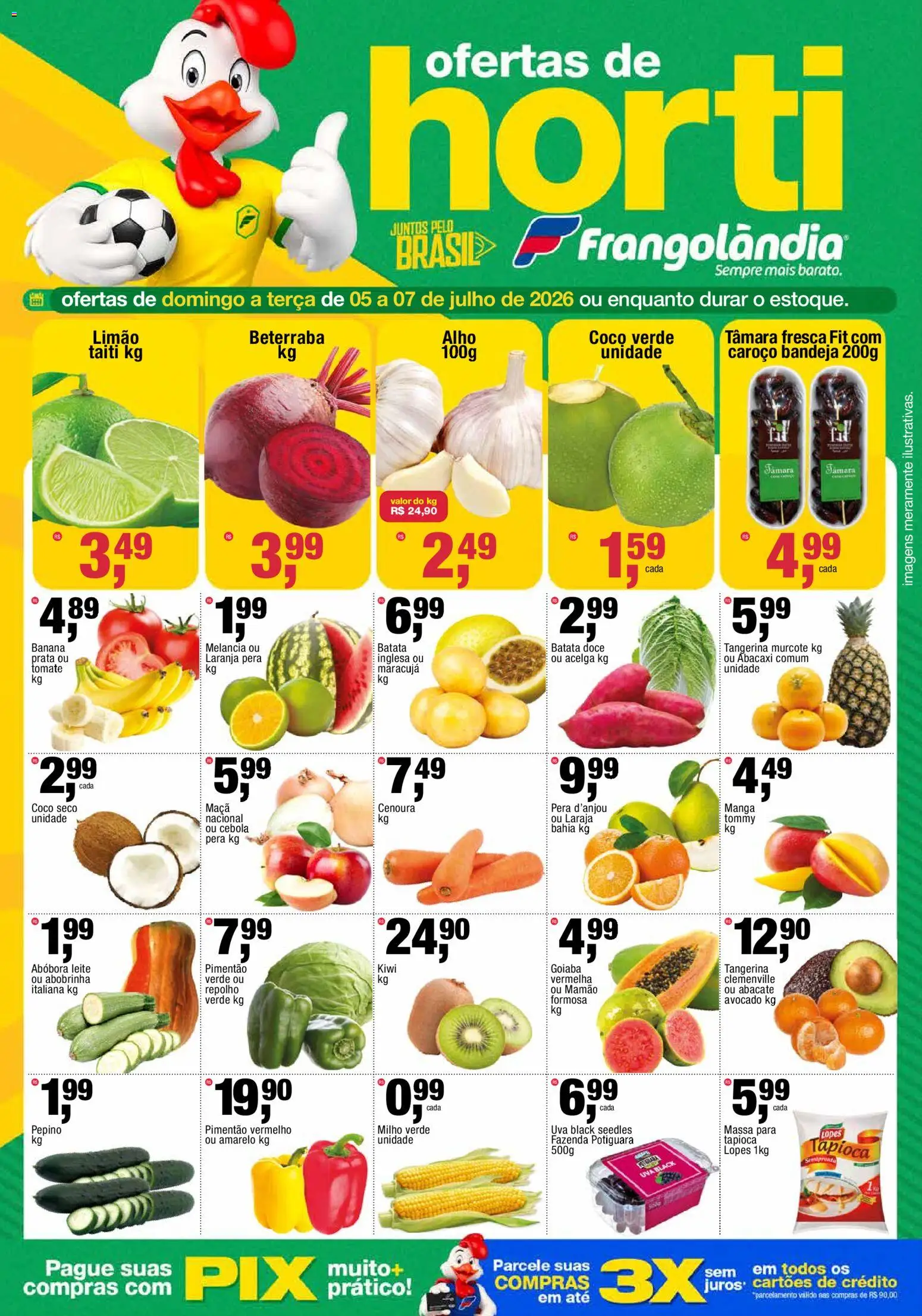 Frangolândia Folheto - válido de 05/07/2026 | Página: 1 | Produtos: Pera, Abobrinha, Massa, Batata