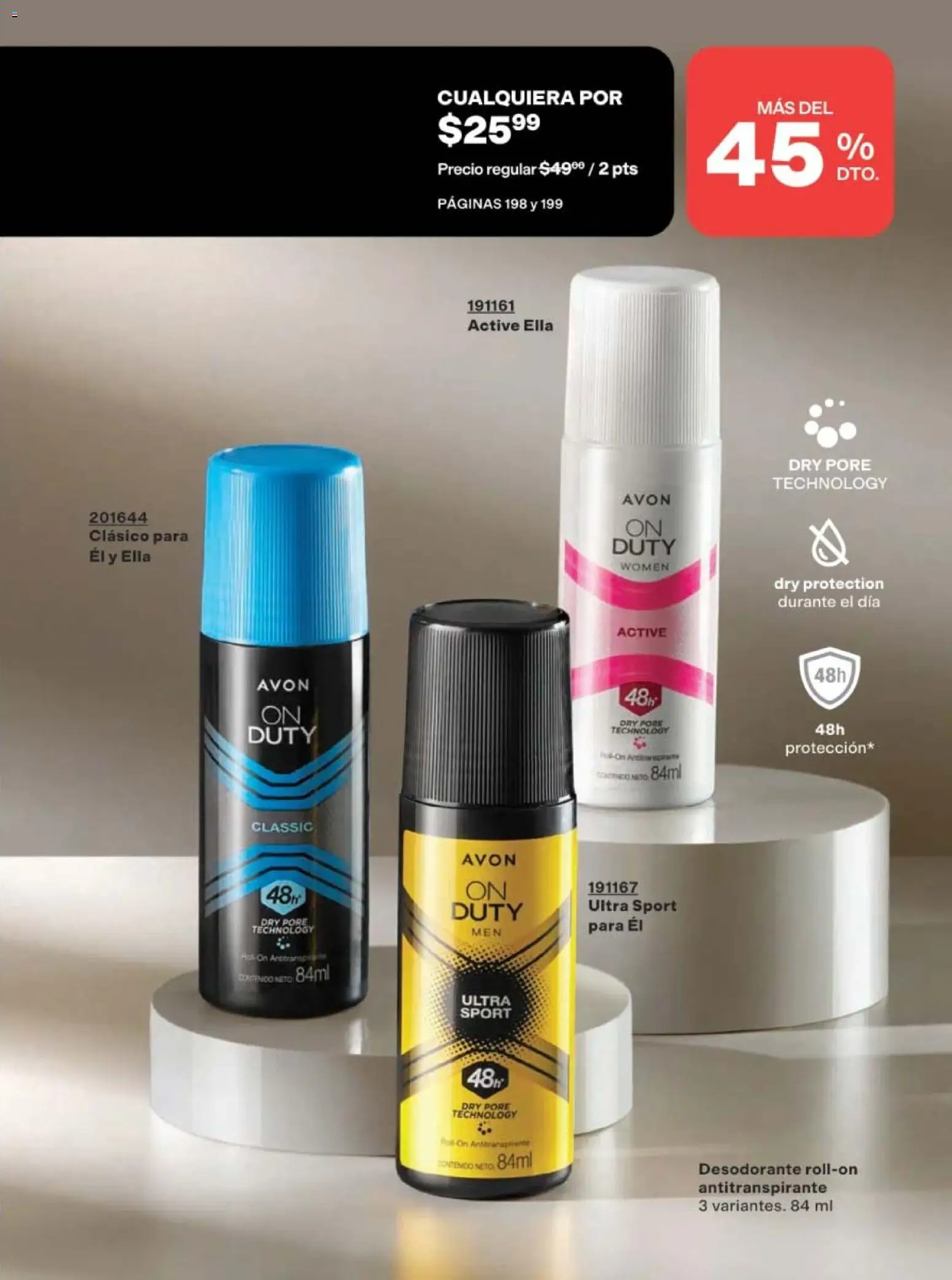 Nuevas ofertas de AVON válidas en toda la República Mexicana desde el 02.04.2026. ¡Encuentra las mejores ofertas en AVON campaña 6 2026! | Página: 195 | Productos: Desodorante, Antitranspirante