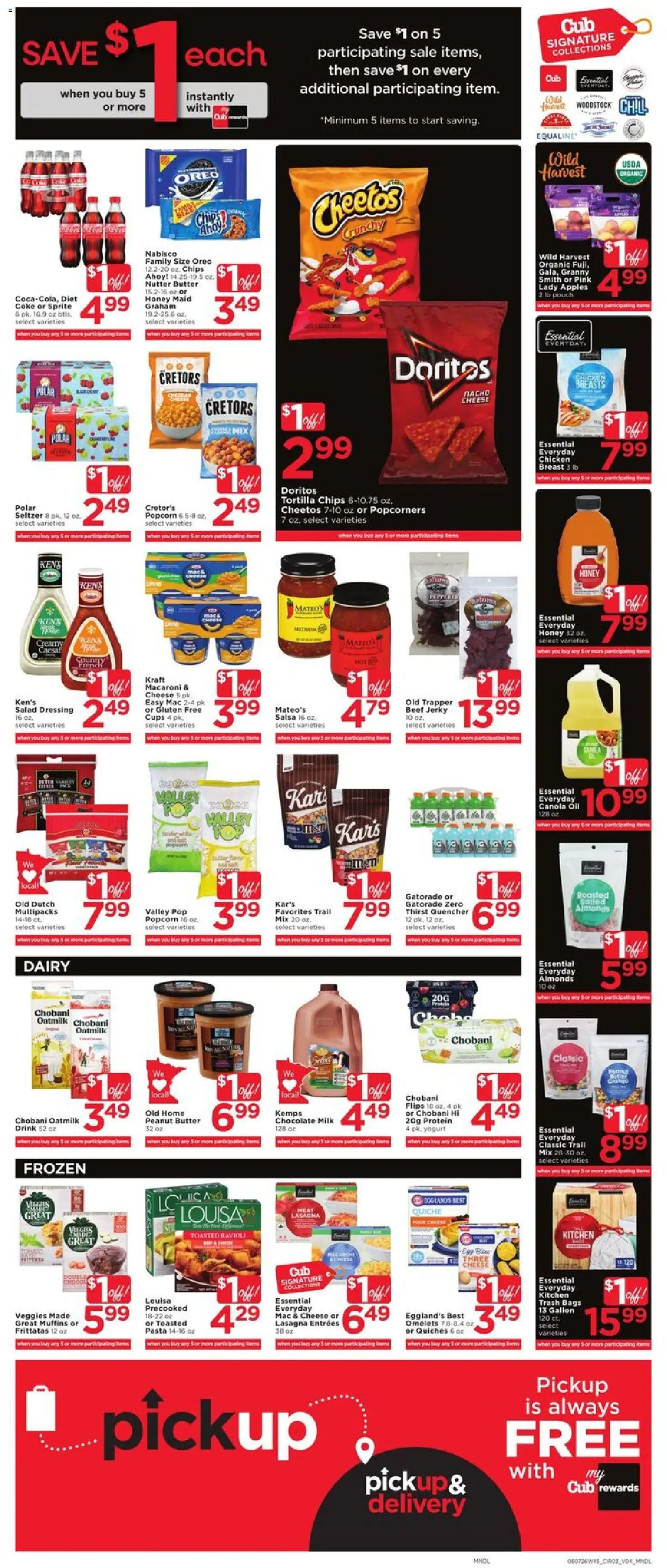 Cub Foods Weekly Ad - valid from 07.06.2026 | Page: 5 | Products: Milk, Yogurt, Apples, Chips