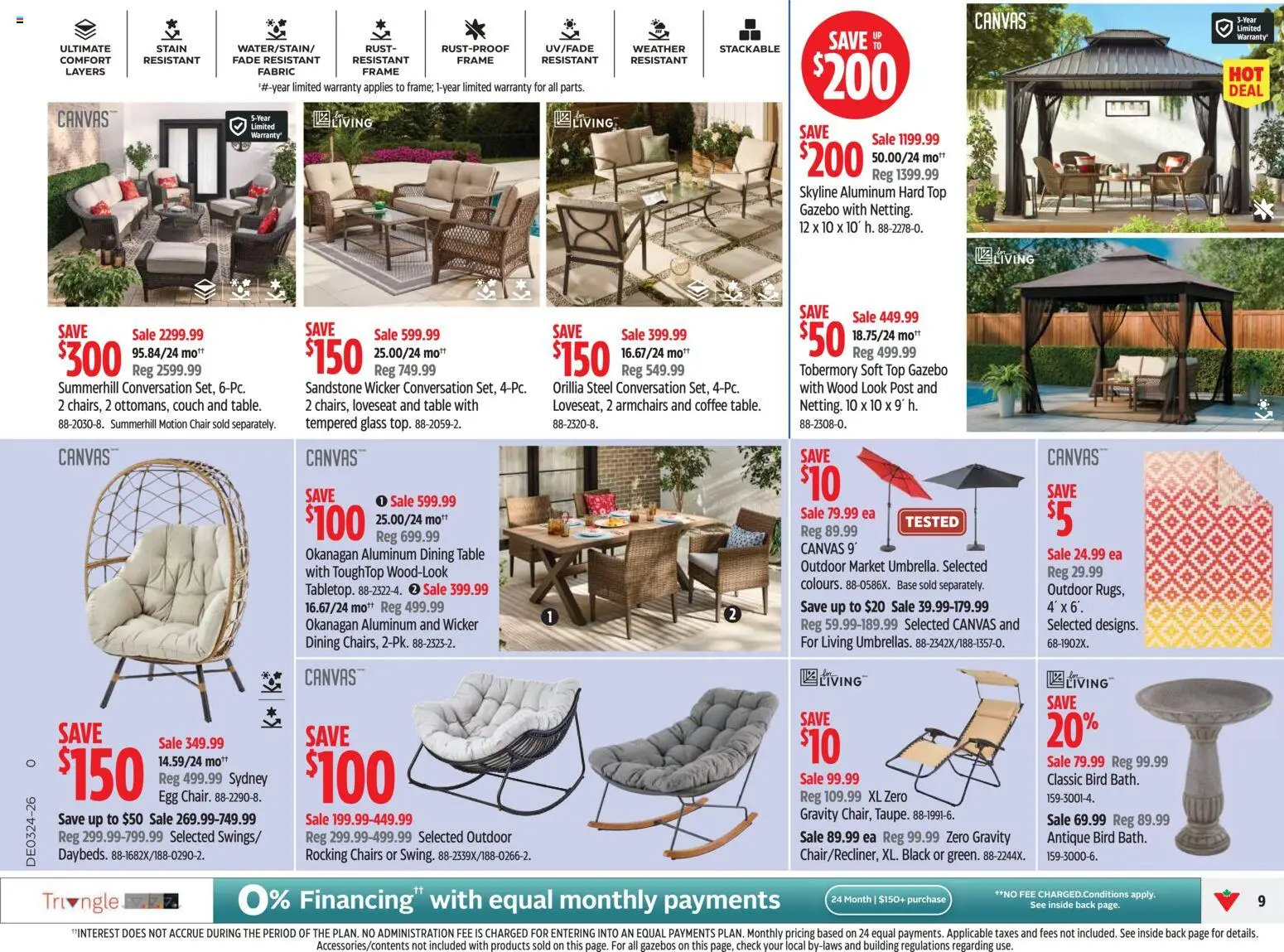Canadian Tire flyer valid from 11.06.2026 | Page: 9 | Products: Couch, Table, Chair, Coffee
