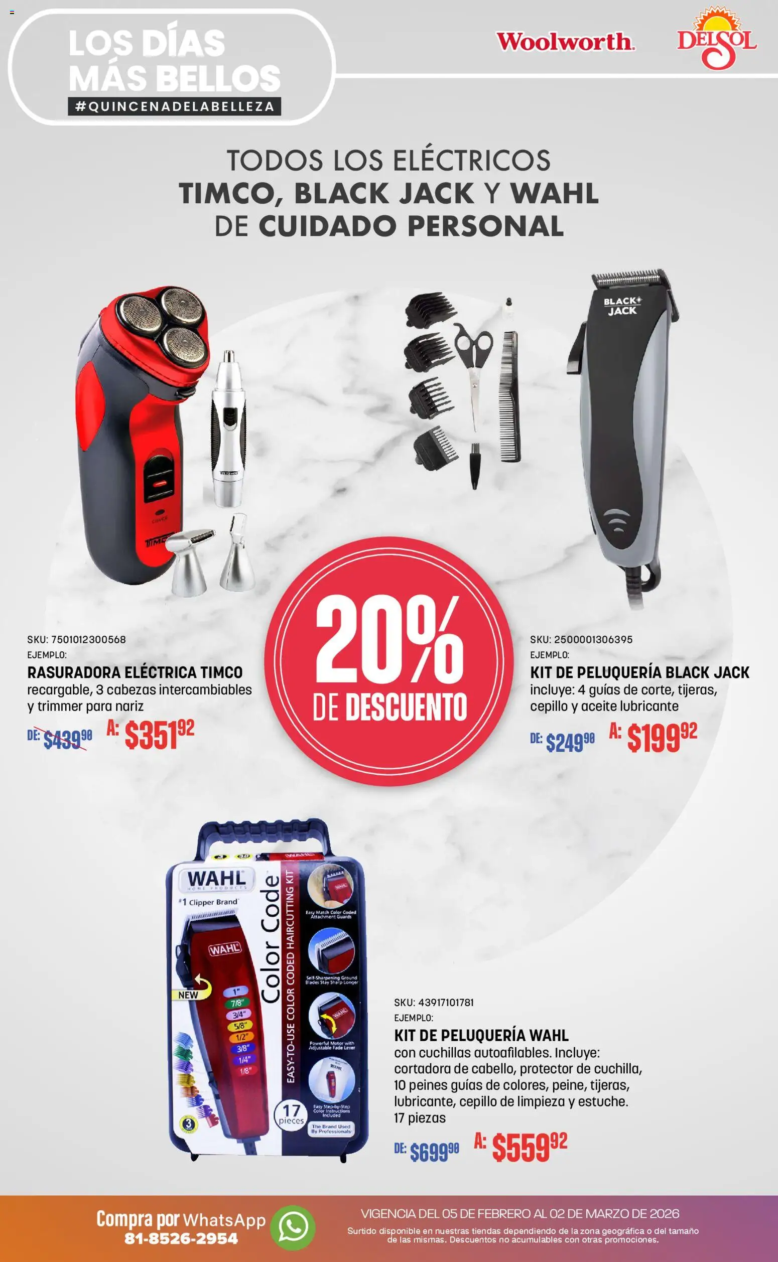 Nuevas ofertas de Del Sol y Woolworth válidas en toda la República Mexicana desde el 05/02/2026. ¡Encuentra las mejores ofertas en Del Sol y Woolworth catálogo! | Página: 33 | Productos: Cepillo, Aceite, Rasuradora