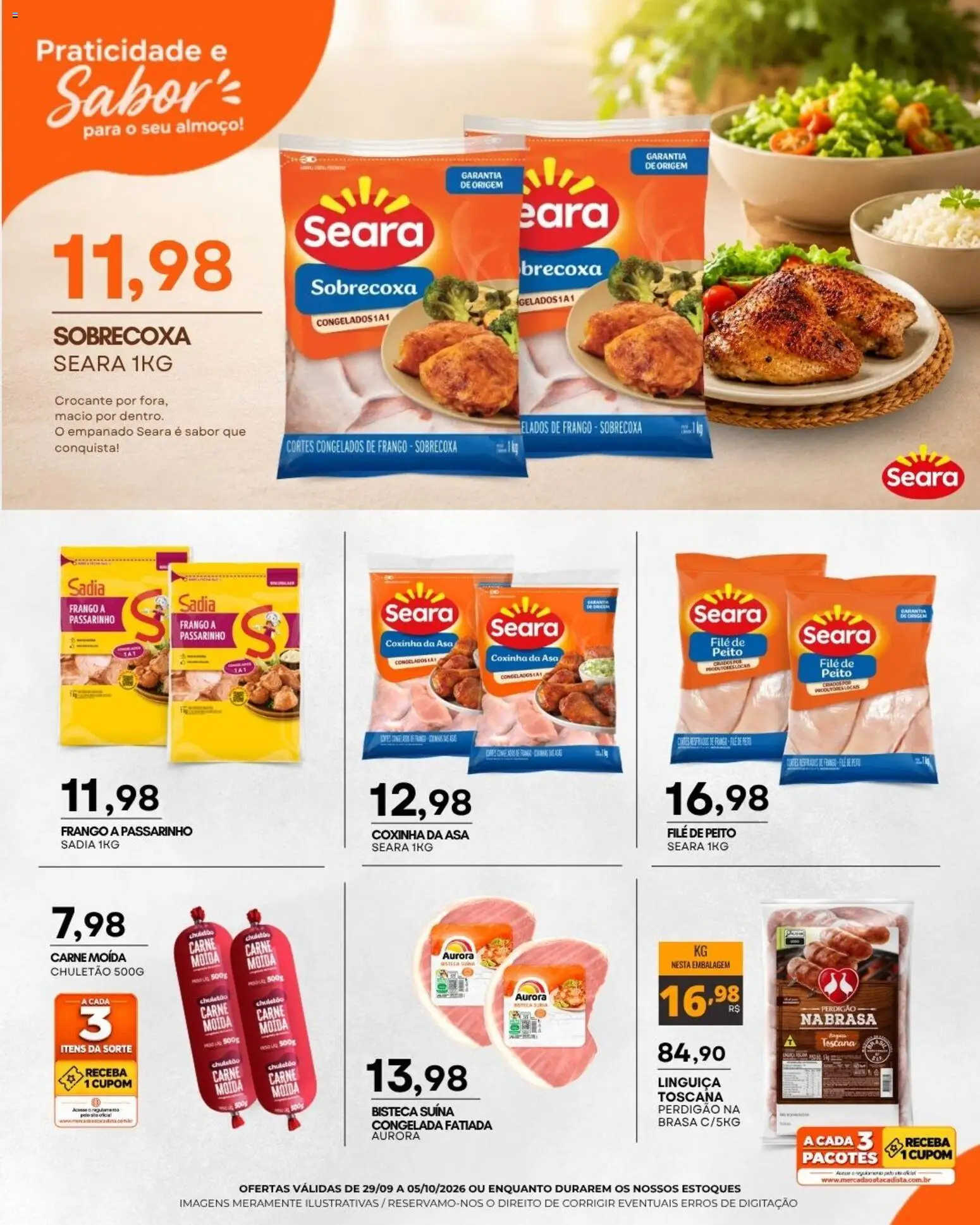 Mercadão Atacadista Folheto - válido de 29/09/2026 | Página: 2 | Produtos: Linguiça, Carne, Frango, Carne moída