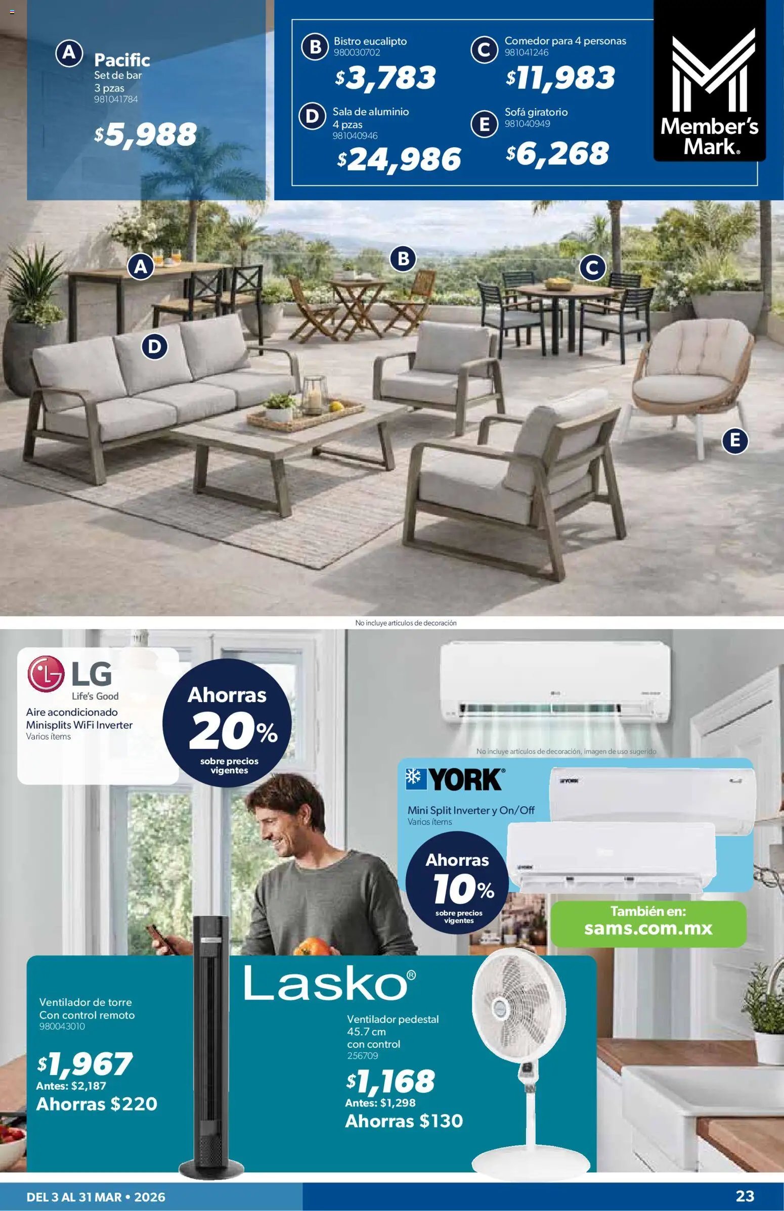 Nuevas ofertas de Sam's Club válidas en toda la República Mexicana desde el 03/03/2026. ¡Encuentra las mejores ofertas en Sam's Club catálogo! | Página: 23 | Productos: Sofá, Control remoto, Sobre, Sala
