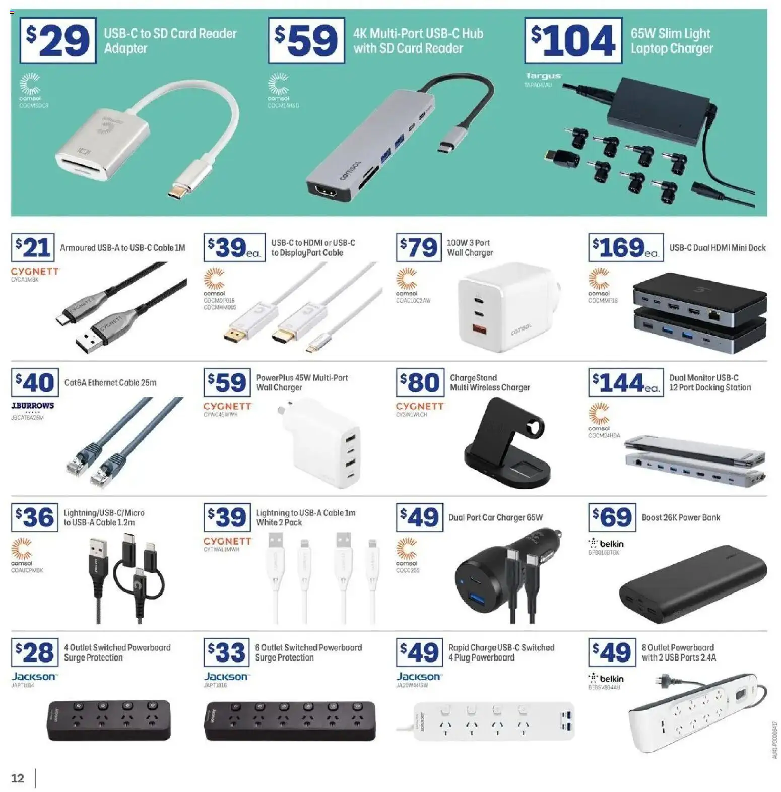 Officeworks catalogue - valid from 11.06.2026 | Page: 12 | Products: Charger, Monitor, Cable, Usb
