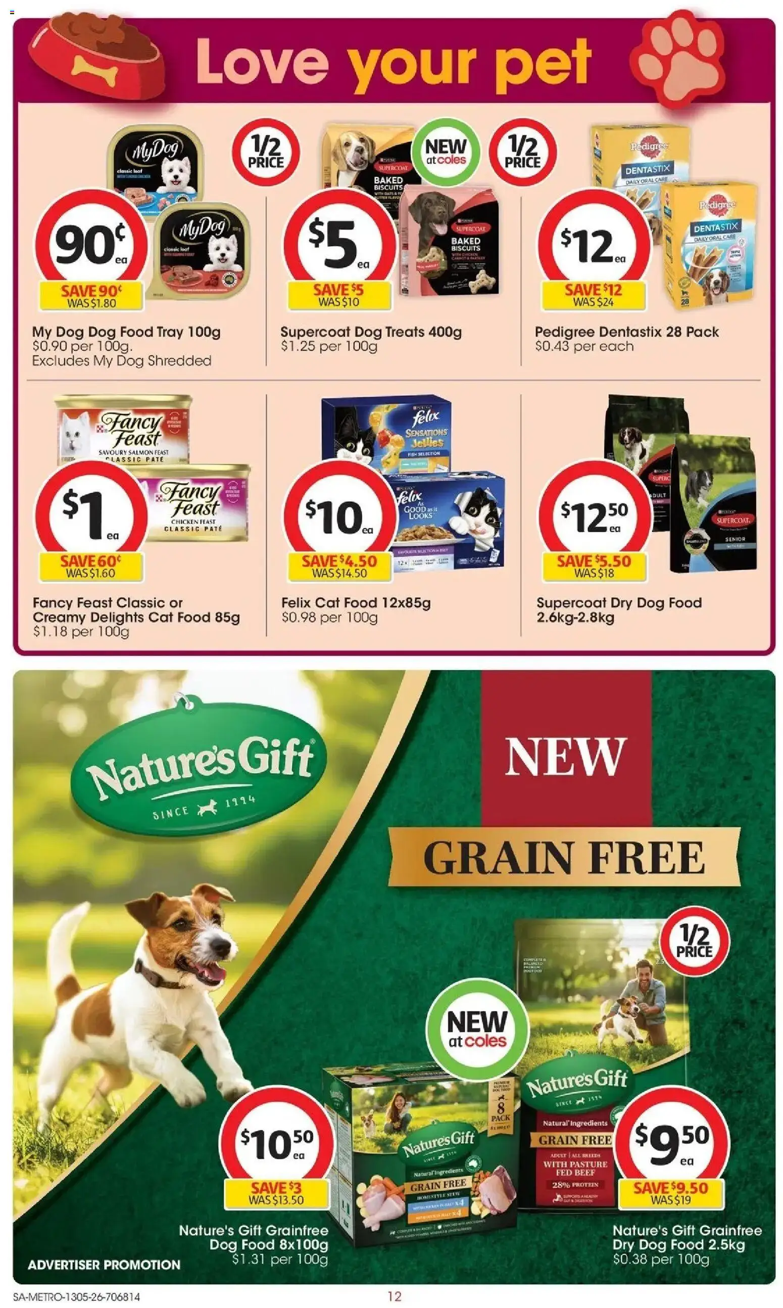 Coles catalogue - valid from 13.05.2026 | Page: 12 | Products: Chicken, Fish, Dog food, Salmon