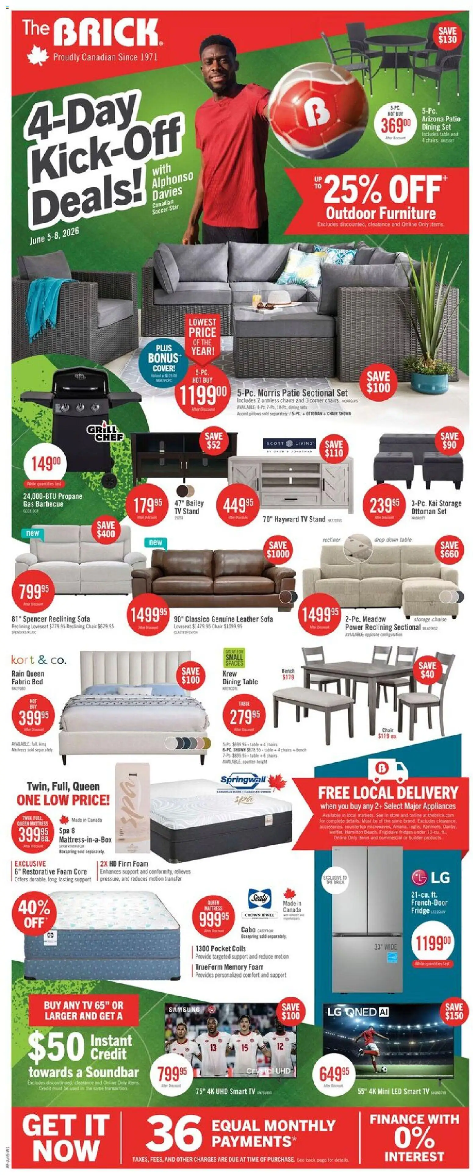 The Brick flyer valid from 05.06.2026 | Page: 1 | Products: Tv, Grill, Bed, Chair