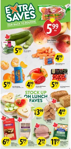 Preview of Save on foods weekly flyer / circulaire from shop Save on foods valid from Sep 3, 2026 | Page: 11 | Products: Carrots, Croquettes, Bread, Ham