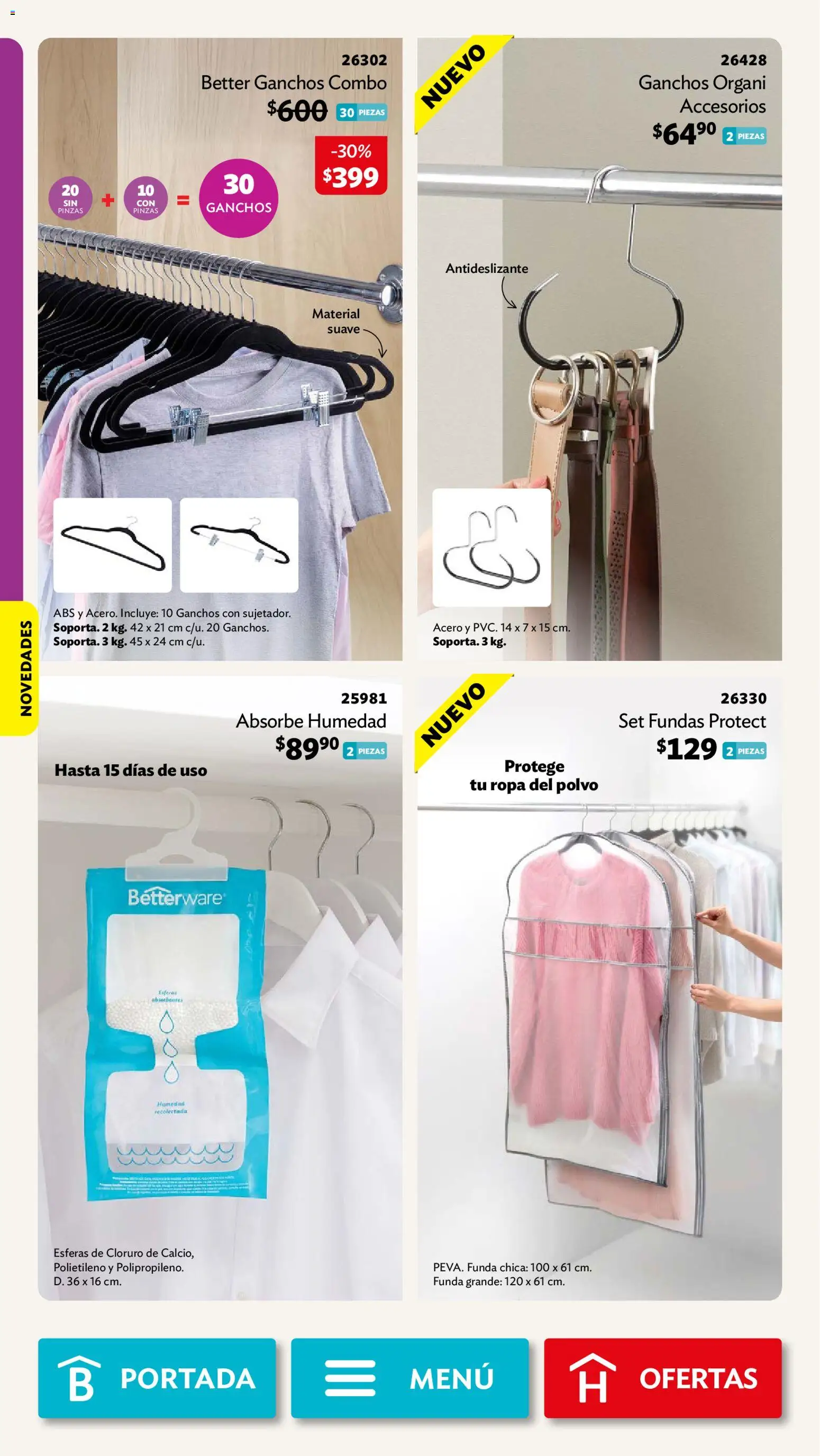 Nuevas ofertas de Betterware válidas en toda la República Mexicana desde el 31/08/2026. ¡Encuentra las mejores ofertas en Betterware campaña 9 2026! | Página: 64 | Productos: Funda, Ropa, Polvo