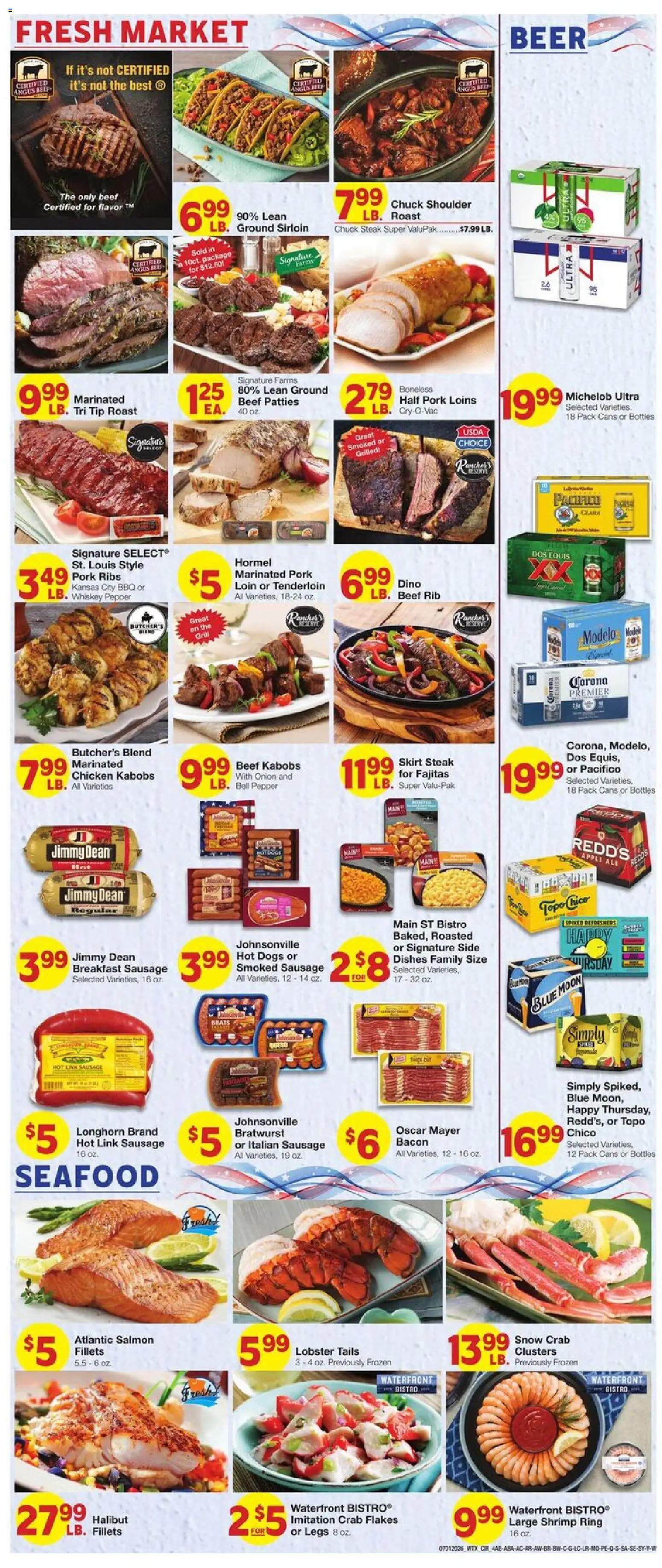 United Supermarkets Weekly Ad - valid from 07/01/2026 | Page: 4 | Products: Flakes, Whiskey, Pepper, Onion