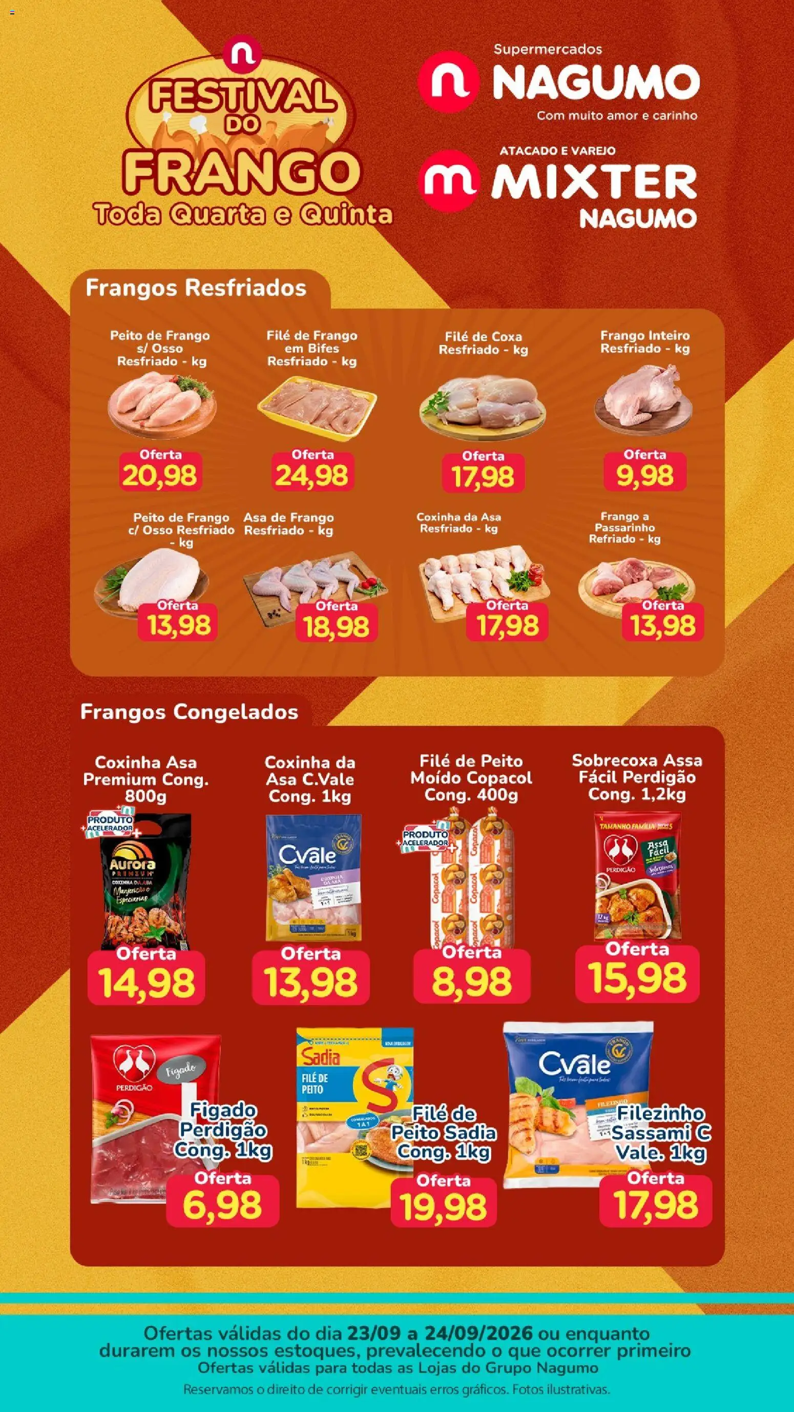 Nagumo Folheto - válido de 23/09/2026 | Página: 1 | Produtos: Asa de frango, Filé de frango, Fígado, Peito de frango