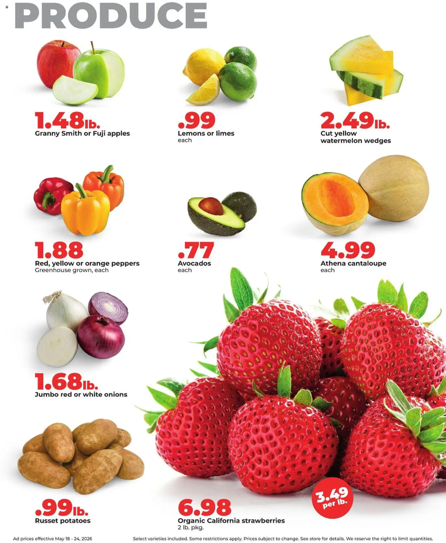 HyVee Weekly Ad - valid from 18.05.2026 | Page: 16 | Products: Peppers, Apples, Strawberries, Watermelon